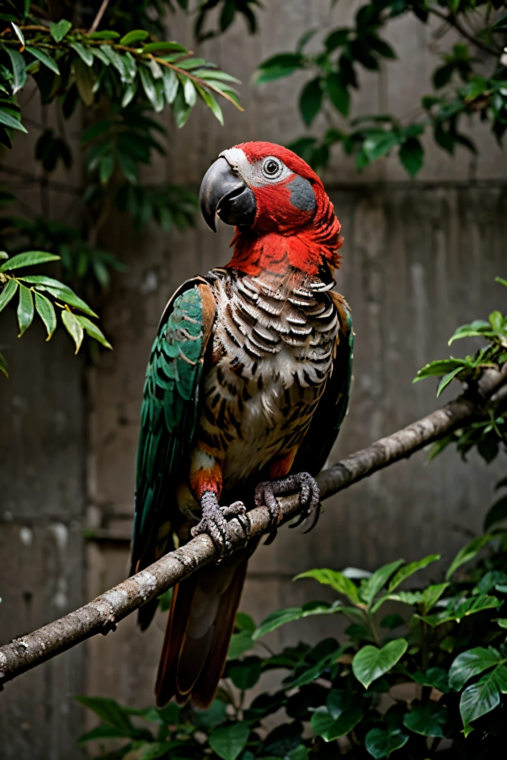 A parrot that is sitting in a branch