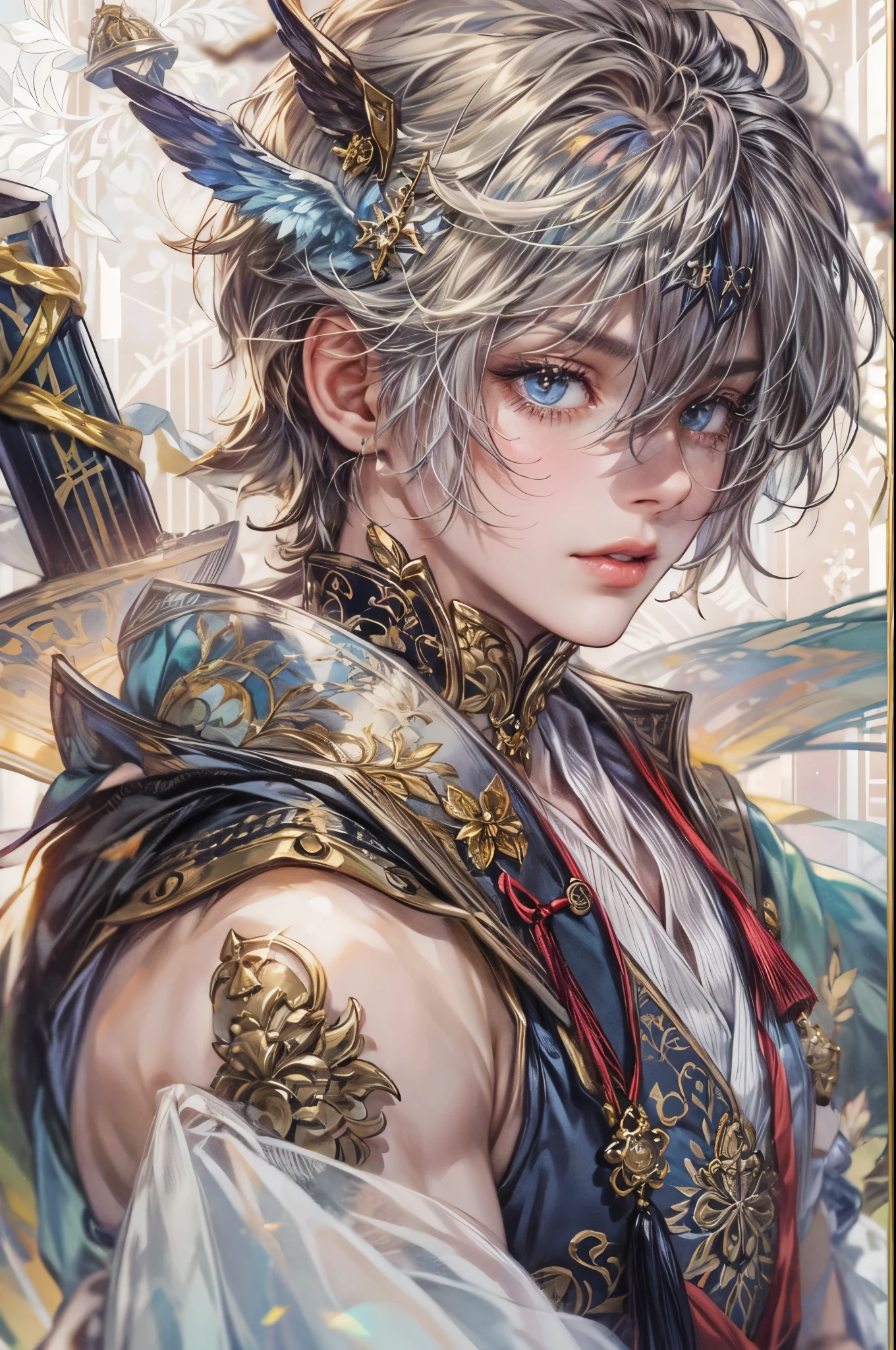 ((Best quality)), ((masterpiece)), (detailed), ((perfect face)), ((halfbody)) handsome boy genshin impact character