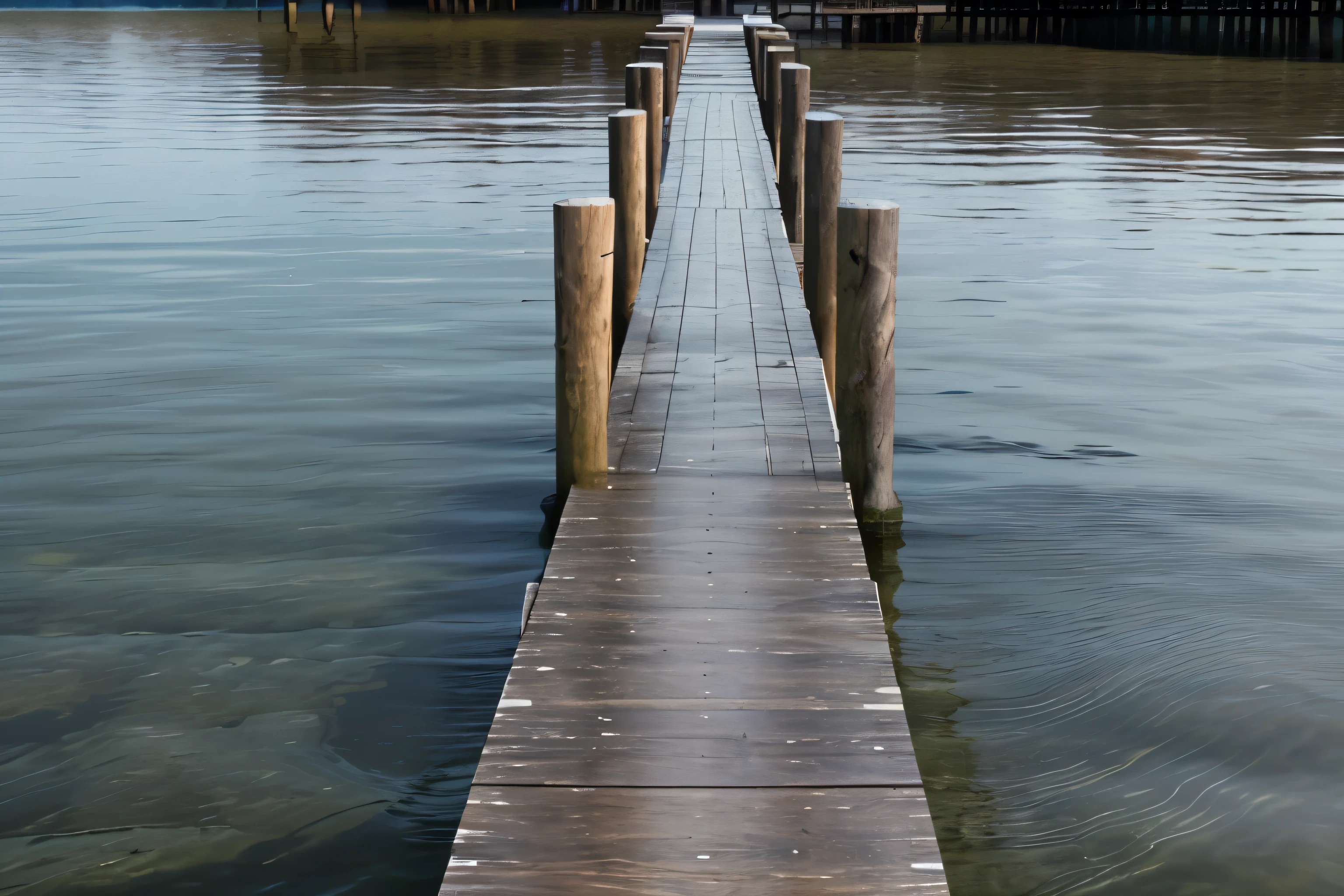 wooden pier jutting out into the water