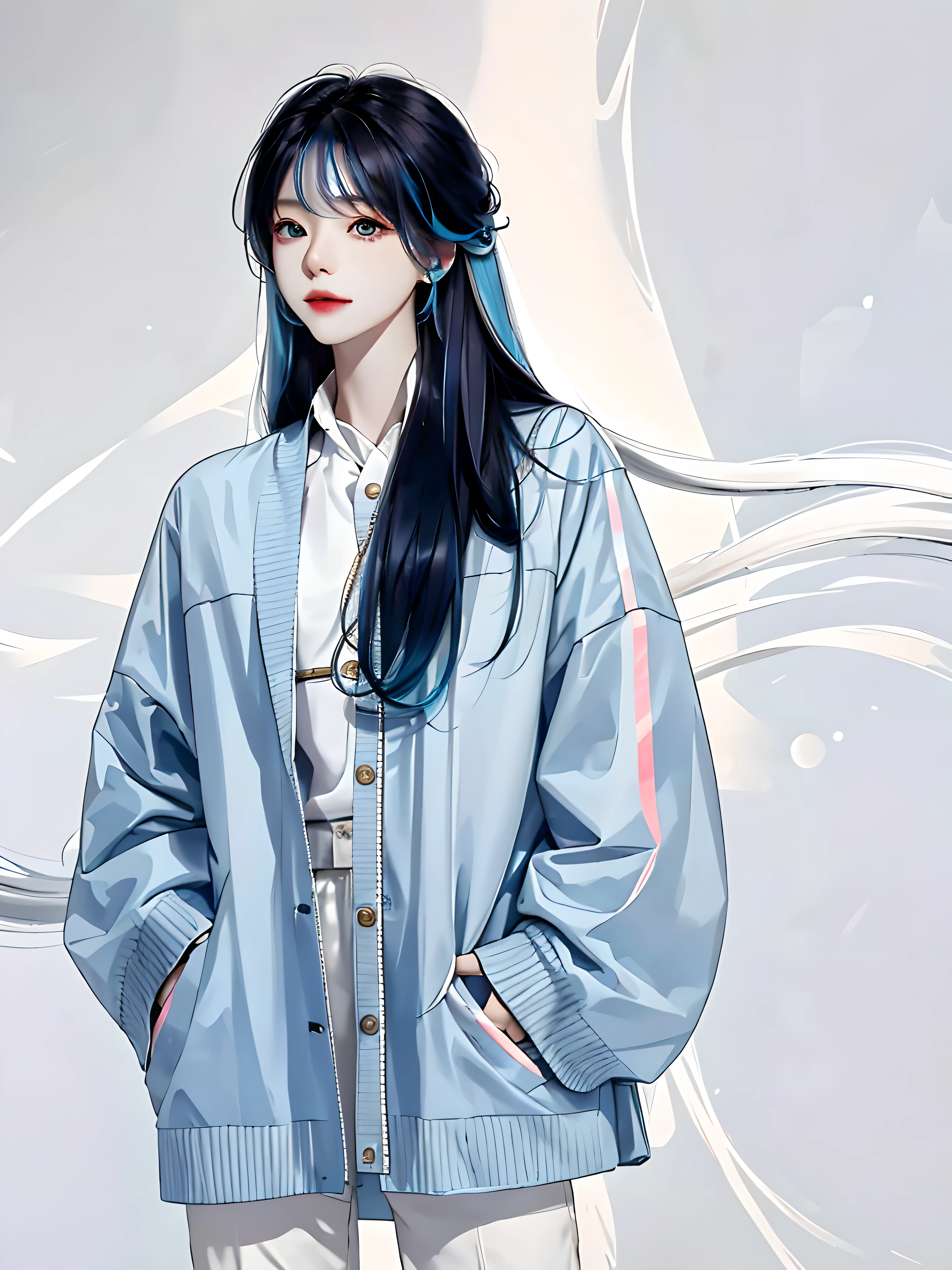 1 girl, (White skin: 1.2), Colored inner hair,[ silver hair|blue hair]