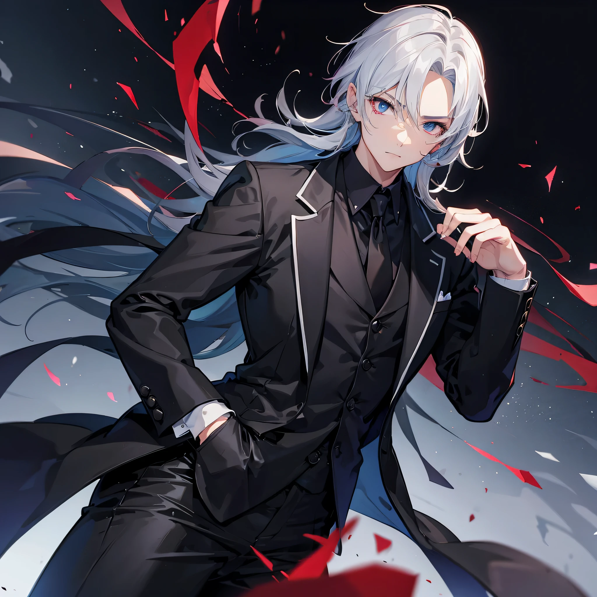 Handsome male vampire in suit，dark gothic style