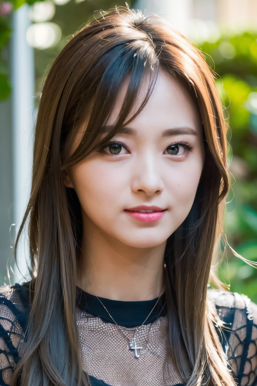 (real、photorealistic:1.37)、(8K、Live shooting、highest quality、masterpiece:1.2)、cute、Super detailed、heart-shaped pupil、Physically based rendering、ultra high resolution、Bokeh、sharp focus、1 woman、view audience、highly detailed face、beautiful detailed eyes、disorganized、unforgettable smile、messy hair、floating hair