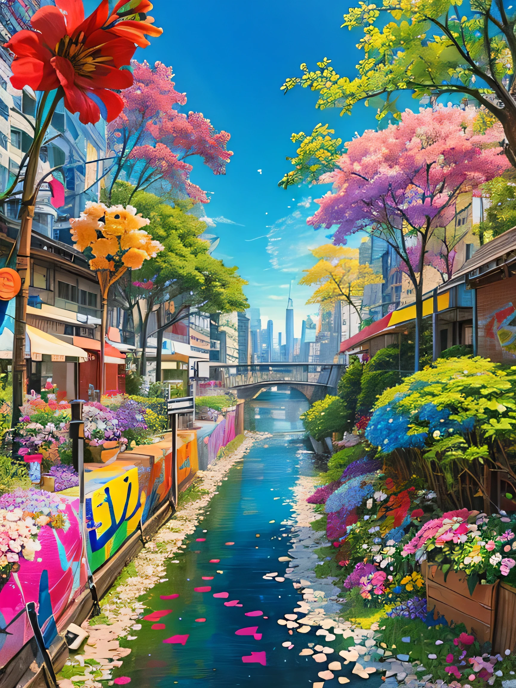 8K quality, Takashi murakami&#39;illustration of, intense watercolor, watercolor detailed art, watercolor splash, surreal, avant-garde pop art, Beautiful and expressive paintings, 美しいアートワークillustration of, very colorful tones, wonderful, cool beauty, highest quality,official art, vector art,stylish design, (((1 cute kitten))), (((highest quality))), HDR, ((Detailed details)), (((graffiti art))), ((masterpiece))、((Super detailed))、(((colorful flowers)))、(((new york cityscape)))