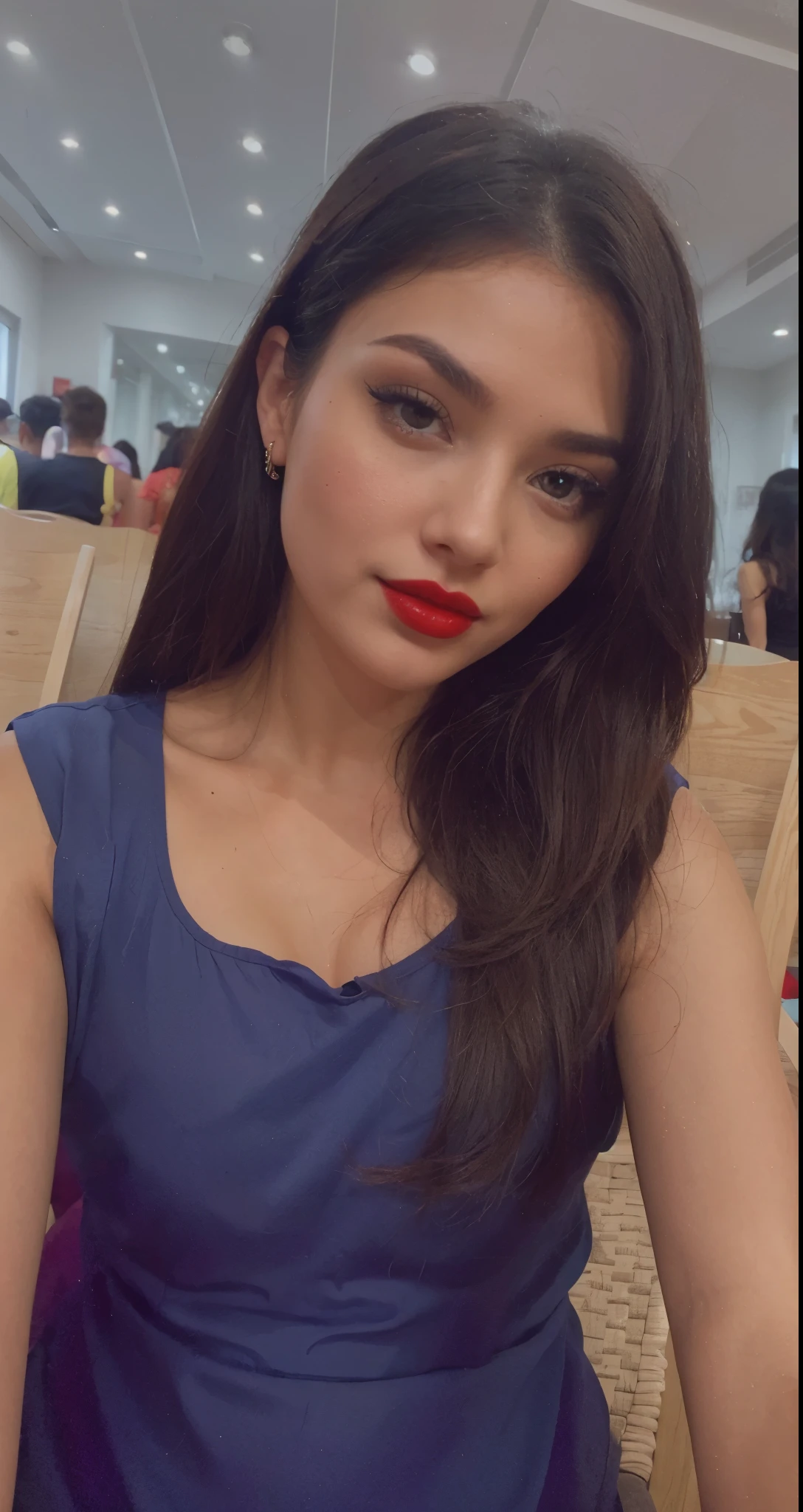 A sexy girl, red lips