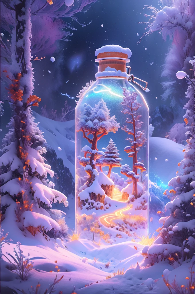 There is a snow bottle on the snow,There are white snow and snowflakes made of clear crystal inside,Digital painting is very detailed,Highly detailed digital painting,Detailed painting 8K,Anime Art Wallpaper 8k,Very detailed figures,Beautiful digital painting,A beautiful artistic illustration,Beautiful digital artwork,beautiful art ultra hd,8K, Very detailed illustrations