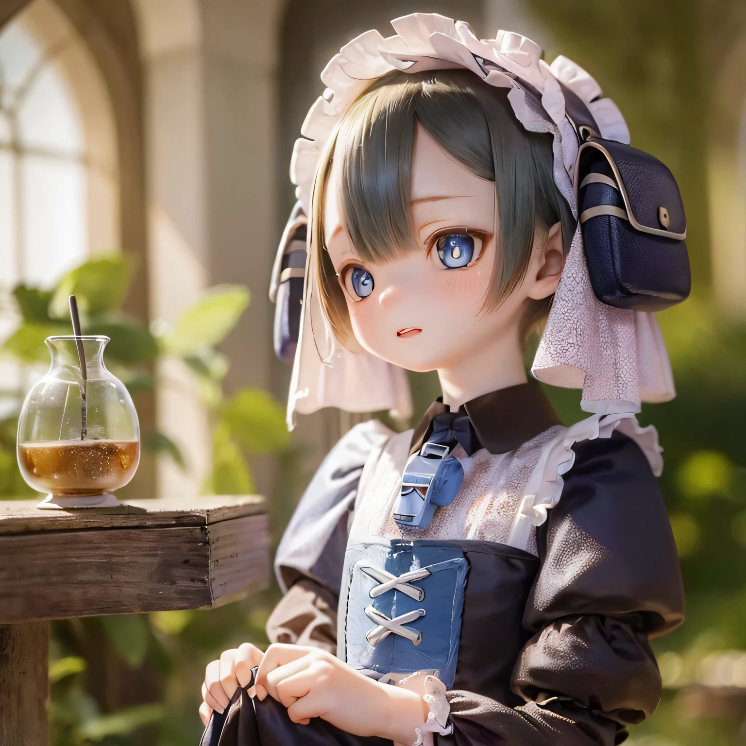 (highest quality, High resolution, masterpiece:1.2),Super detailed,realistic:1.37,Maluluk from Made in Abyss,(highest quality, High resolution, 4k, Super detailed, masterpiece:1.2), realistic, HDR, Bright colors, sharp focus, studio lighting, extreme details, Professional, Portrait, anime, blue tone, Natural light, 10 year old girl, blonde curly hair, flat chest, gothic lolita clothing, innocent look, delicate features, long eyelashes, expressive eyes, rosy cheeks, soft lighting, dreamy atmosphere, quirky background(((((((bow)))))))The whole body drinks tea in the mansion