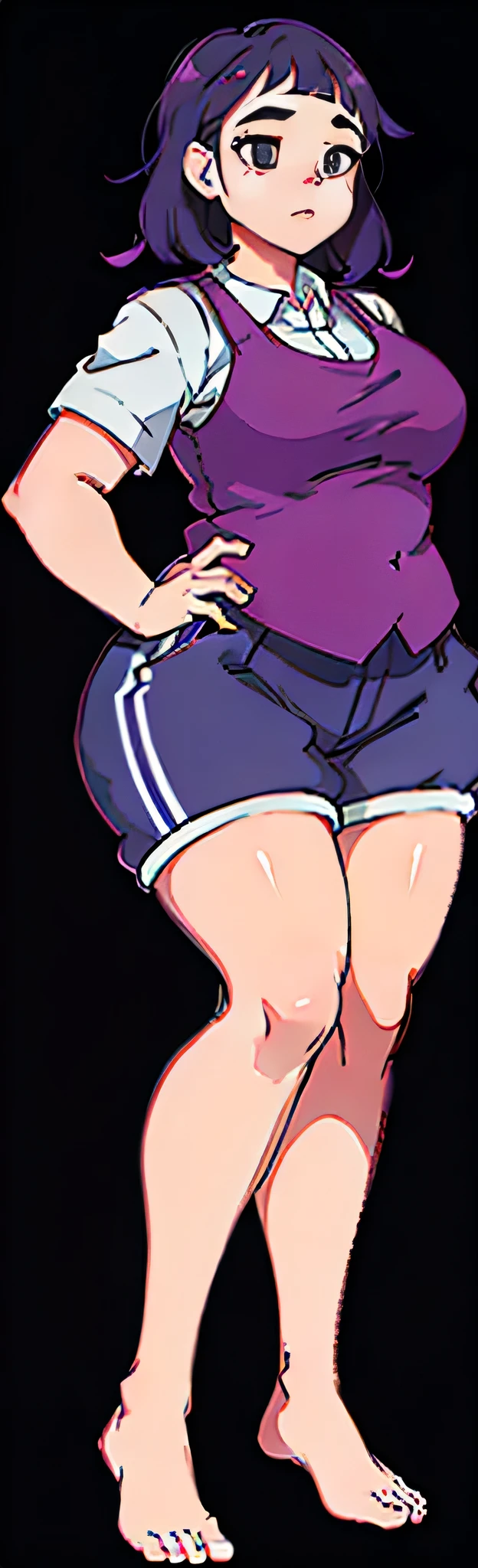 fat girl，whole body，blank background，Vest，short sleeves
