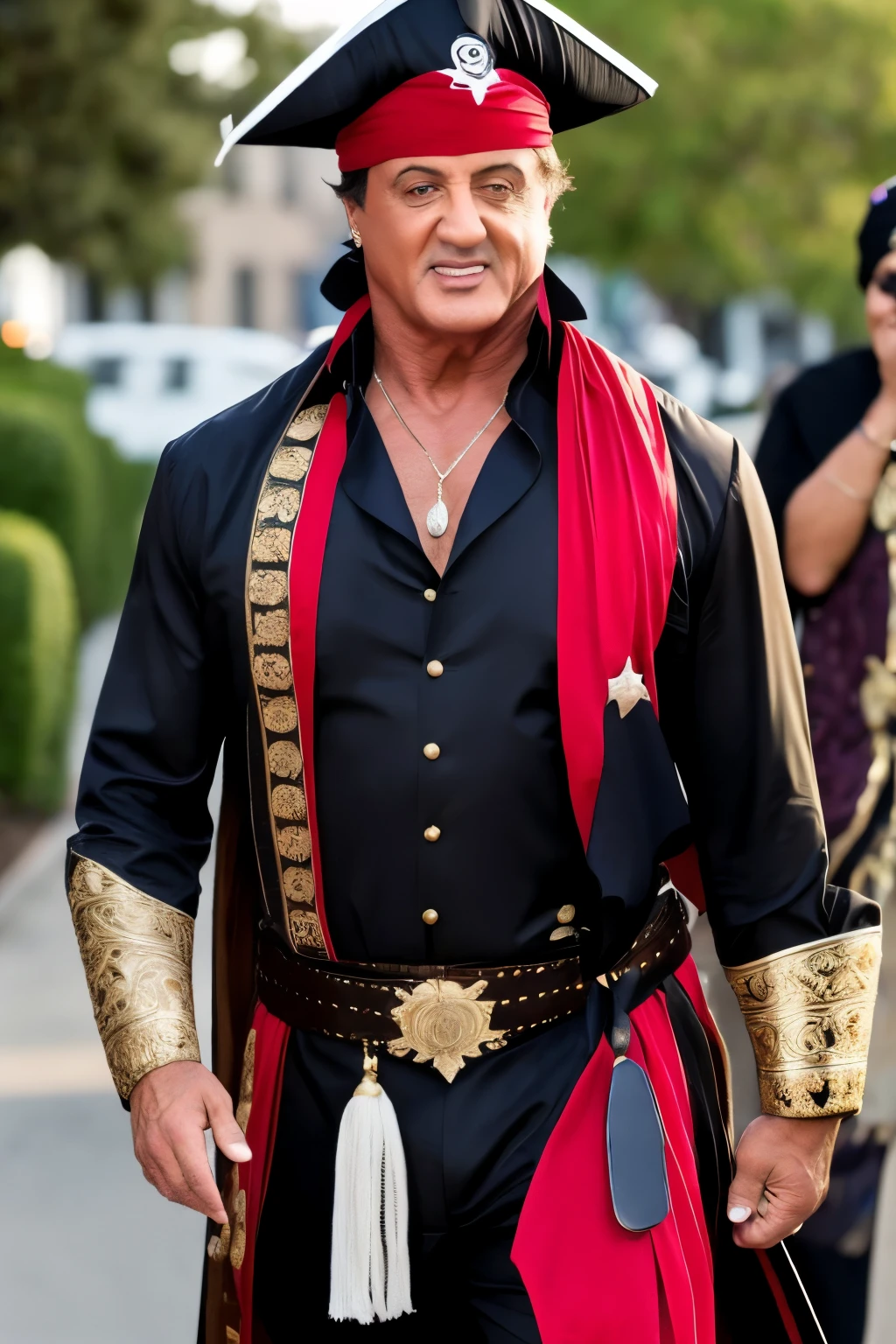 sylvester stallone wearing pirate hat