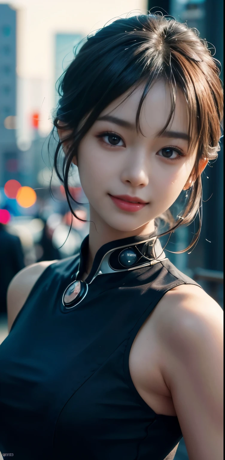 (8K, masterpiece, 最high quality), Super detailed, beautiful round eyes, beautiful and detailed face, high quality, High resolution, female ninja sitting on the roof, ninja suit, ninja, village background, At night, , perfection ,, ponytail, Low ISO, stare into the distance、With a round face、slim、flat body、cute、、、((head shot))、