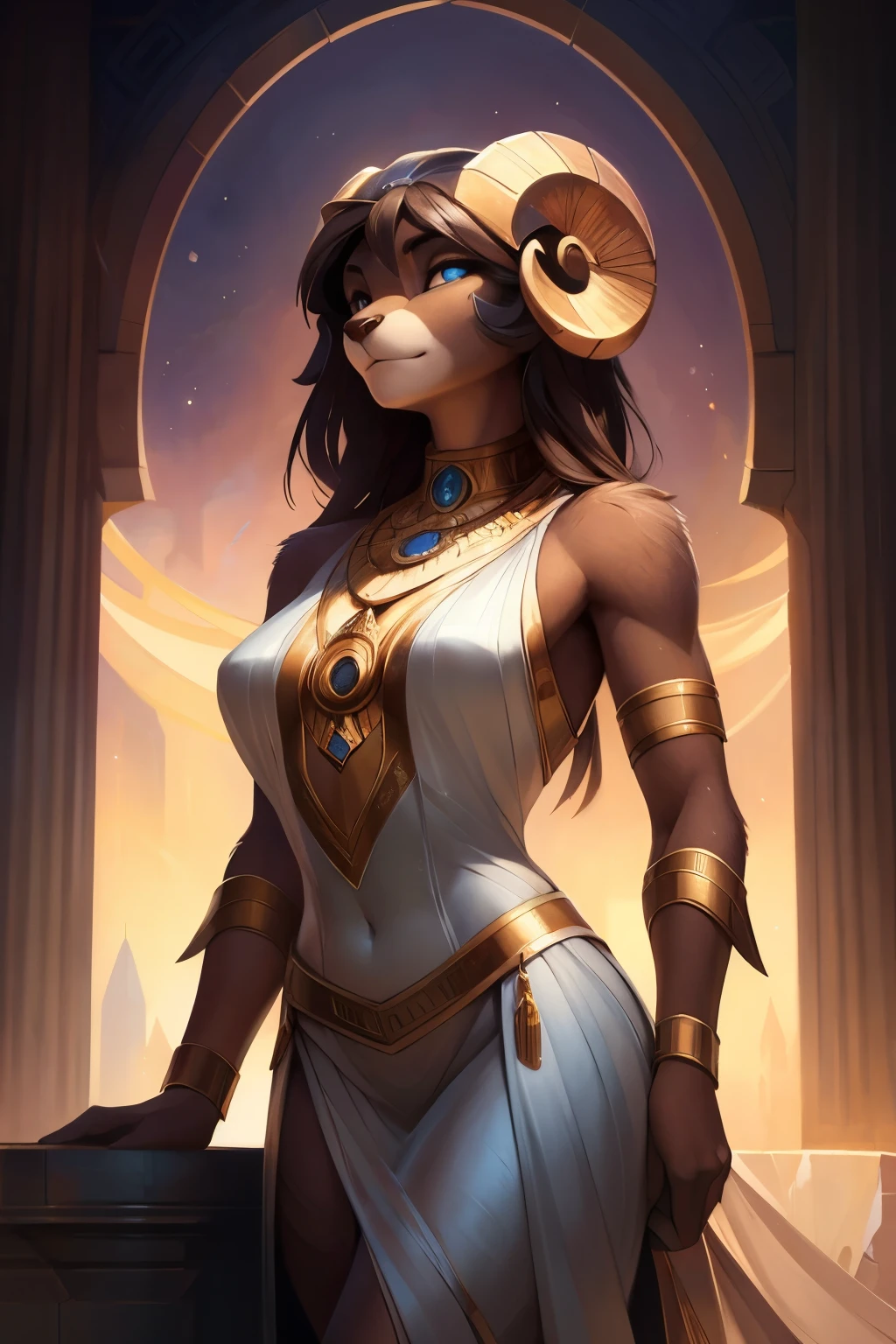 Greek goddess, clad in intricately crafted bronze adornments and voluminous white robes, transitions into a seductive furry ram girl in this stunning artwork. Uploaded on e621, this masterpiece is brought to life by the skilled hand of Pixelsketcher. Intrigued, collectors and enthusiasts alike also credit Bayard Wu, Thomas Benjamin Kennington, and Einshelm for their contributions to this solo anthro portrait.
Bask in the ethereal beauty of the goddess Athena as she is transformed into a captivating, natural furry ram girl. This portrait boasts breakthroughs in Bonifasko lighting and met