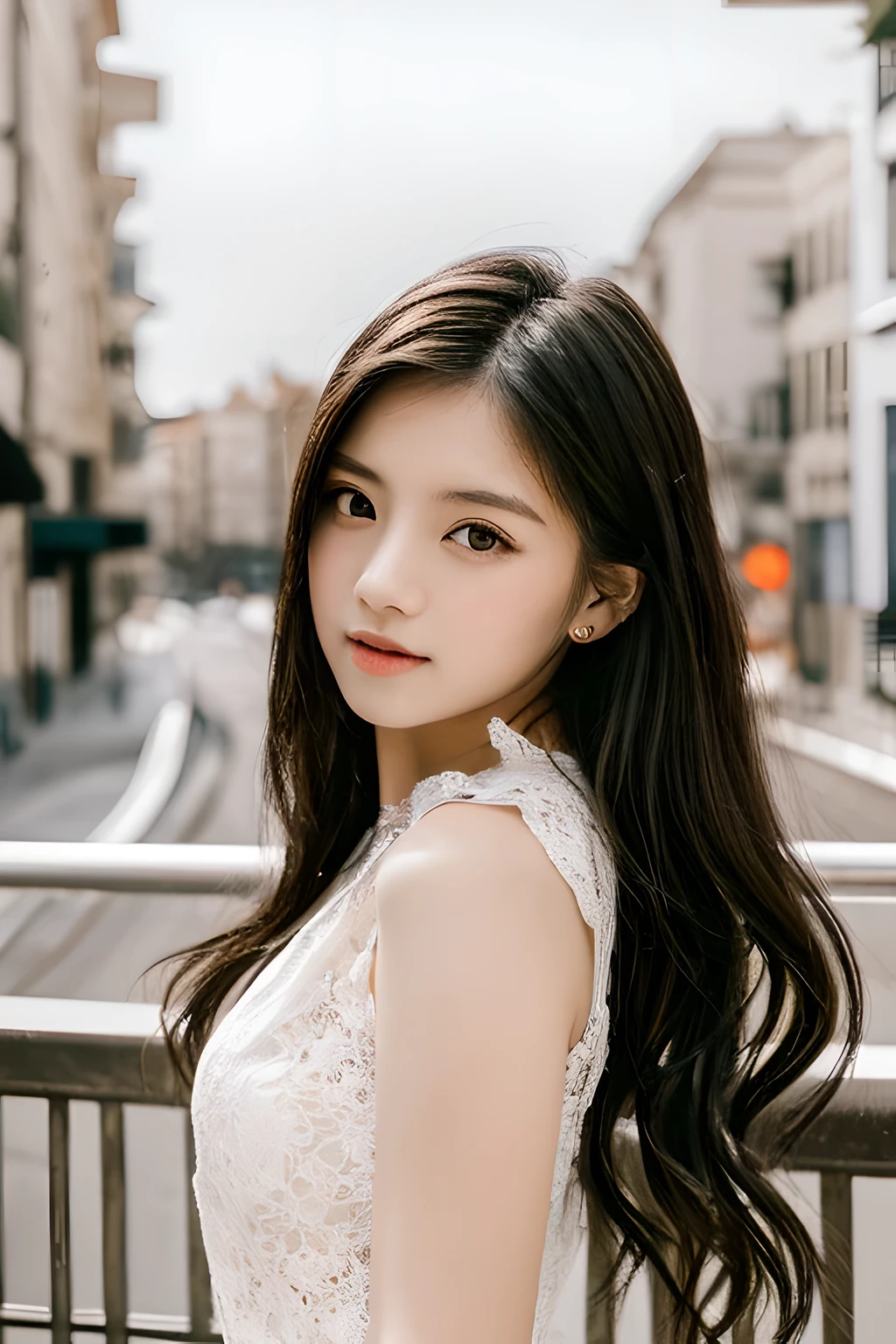 Ulchan-6500-v1.1,(masterpiece, highest quality:1.3), (Ultra-detailed 8K:1.2), (hyperrealistic:1.35),(Raw photo:1.2),highest quality, High resolution, wallpaper, realistic, bright lighting, professional lighting, face light, smooth lighting,
BREAK Japanese women, 20-year-old, cute, action, gravure, sexy, wearing , super beautiful, beautiful skin, beautiful and detailed eyes, detailed face, slim, Moderately, clean long hair, brunette hair, dark brown eyes, look at the camera, (full shot:1.3),
(european gothic cityscape:1.3),(lace dress:1.3)