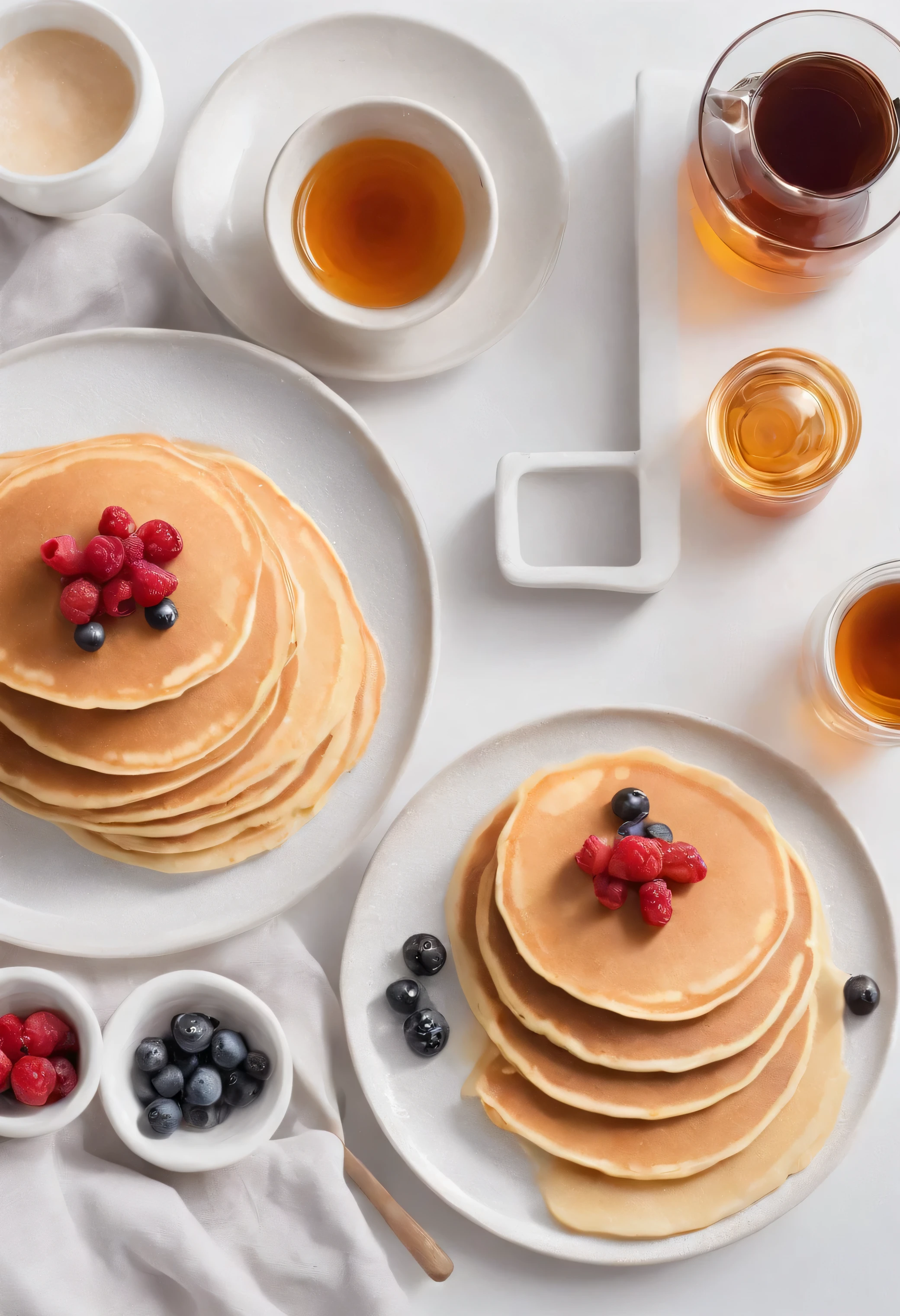 pancake, maple syrup, white background, product photo, magazine photo