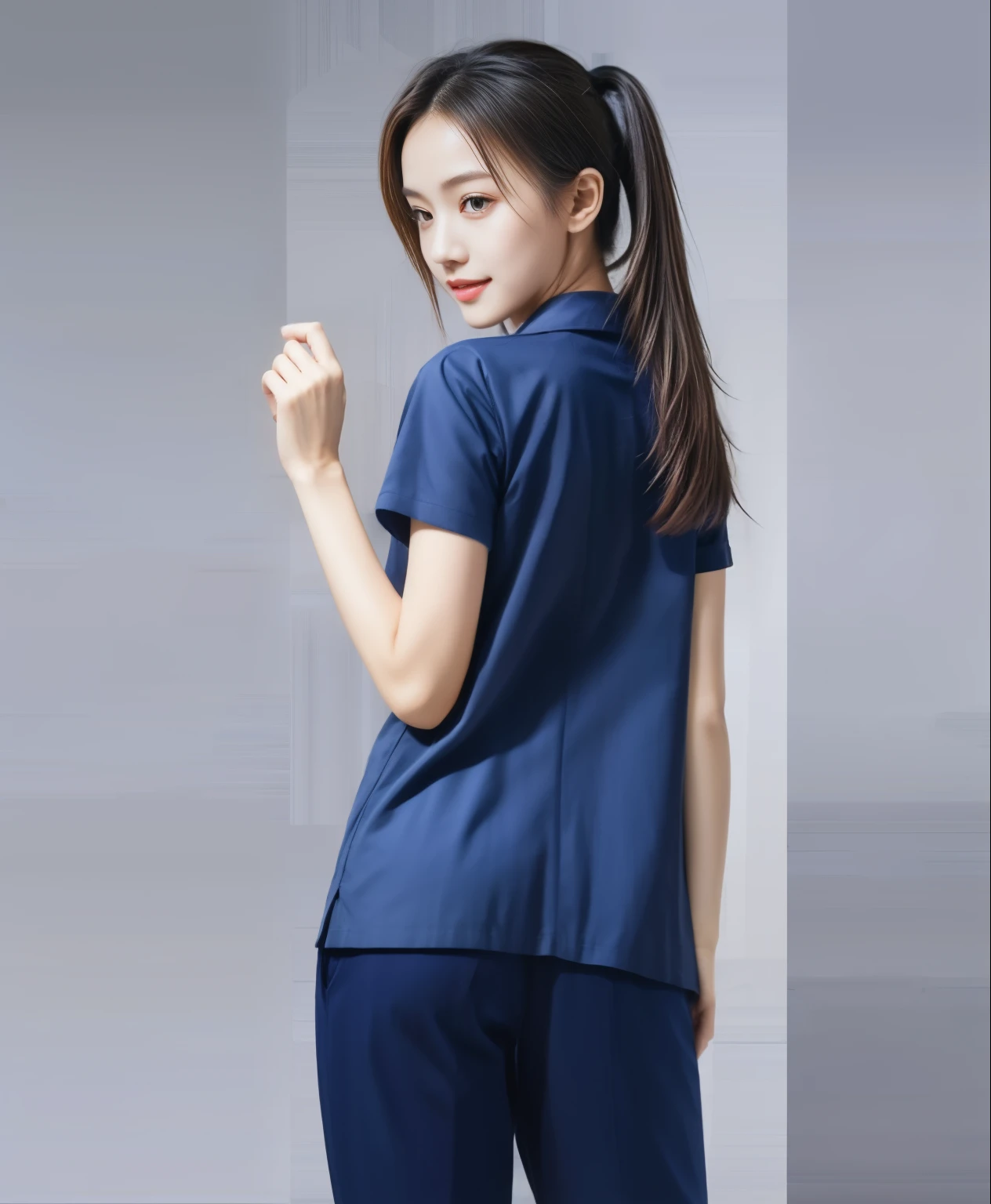 (best quality,10,10,height,Masterpiece:1.2),Special details,(realistic,Realistic picture,Realistic photos:1.37),1 Cute girl in the kitchen,shiny, skin shiny,only,smile softly,BDclothelue shirt:1.3)),short sleeve,shirt, Long pants.,(navy_long_track pants:1.1), ((Kitchen Background)),Dynamic angle,excited,Face focus,dynamic poses,from behind,focus on ass,Masterpiece, best quality, ultra realistic, hyper-detail, 8K resolution, raw photos, Sharp focus, ((Navy blue shirt:1.1)), short sleeve, long route, perfect body, 2 mature women, 18 years old, Cinema-grade lighting system,blue sweatpants,exercise cloth,correct anatomy,perfect body, correct body, Sharp face, Correct body anatomical, full body, realistic gestures, long-haired, realistic poses,Wear long shorts...........................,The legs are long.,Good shape,carved girl, Slender figure, model, Good shape, beautiful body,blue sweatpants, two girls kissing