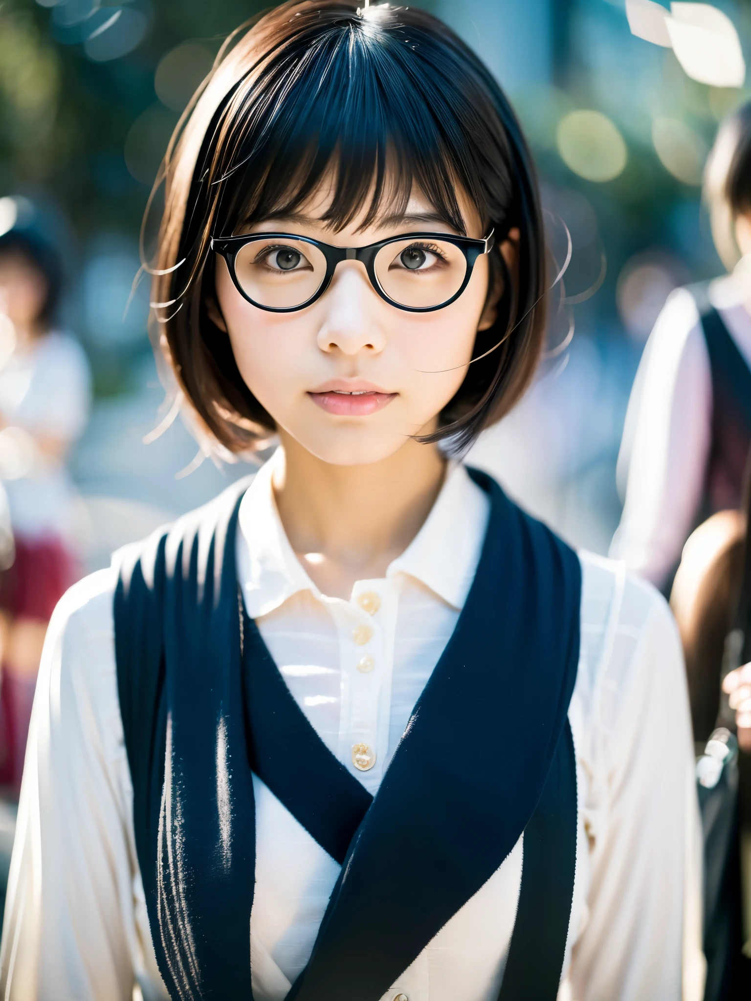 Solo Girl Japan Fair-skinned Intellectual Glasses Taisho Romance Japanese Clothes Bob Black Hair Japan Slender Pigment Deficiency