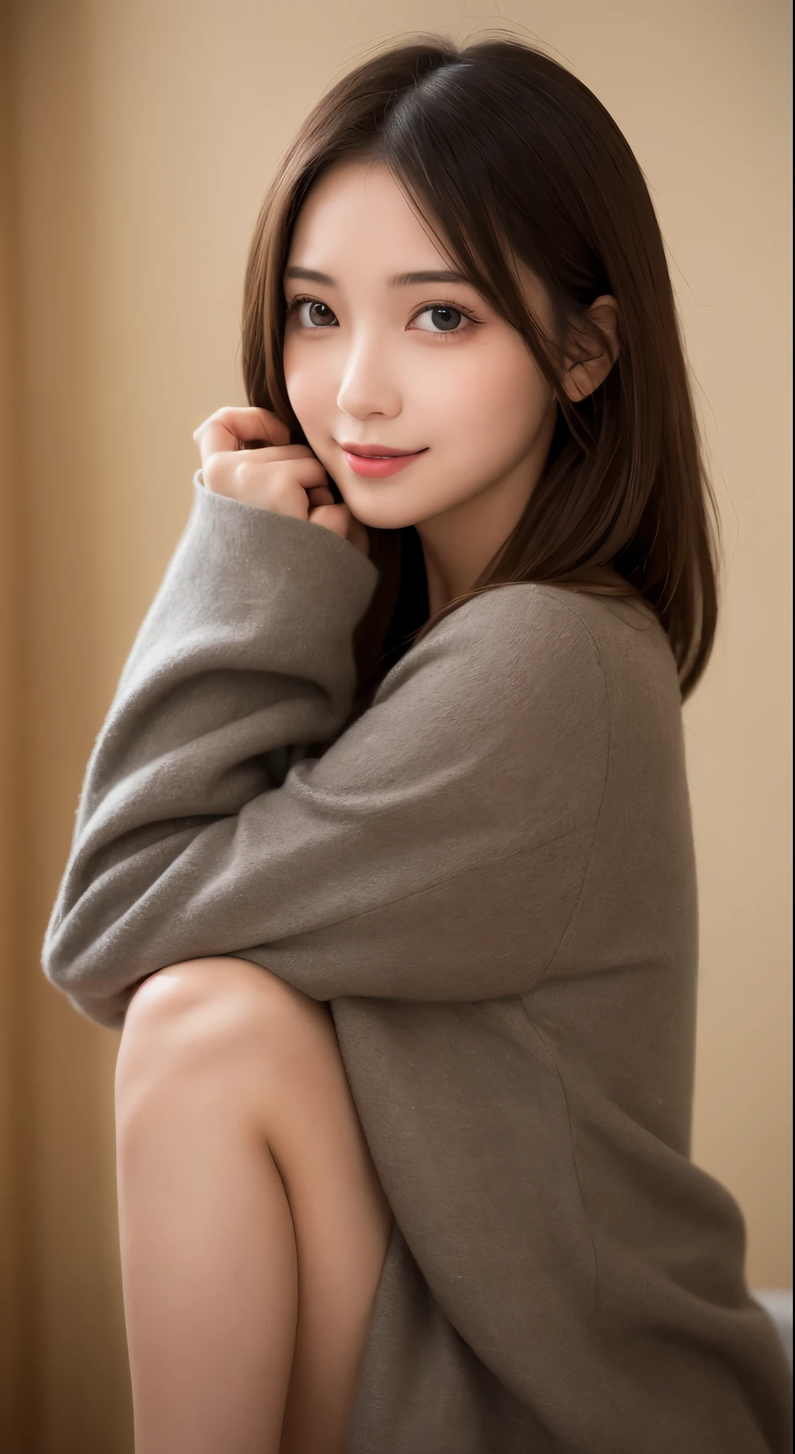 table top, highest quality, shape, Super detailed, finely, High resolution, 8k wallpaper, 完璧なダイナミックな構shape, beautiful and detailed eyes, medium hair, small breasts, natural color lip, random sexy pose,smile,big city、20 year old girl、midnight、Beautiful and dense face、perfect and beautiful face,Big eyes、Raw photo、Spread your arms and legs wide、Expressing feminine poses with your whole body、beautiful and detailed eyes、small face、beautiful duplex、slim face and style,luxury brand mink coat(inside:winter dress)、beautiful golden ratio face、blur background