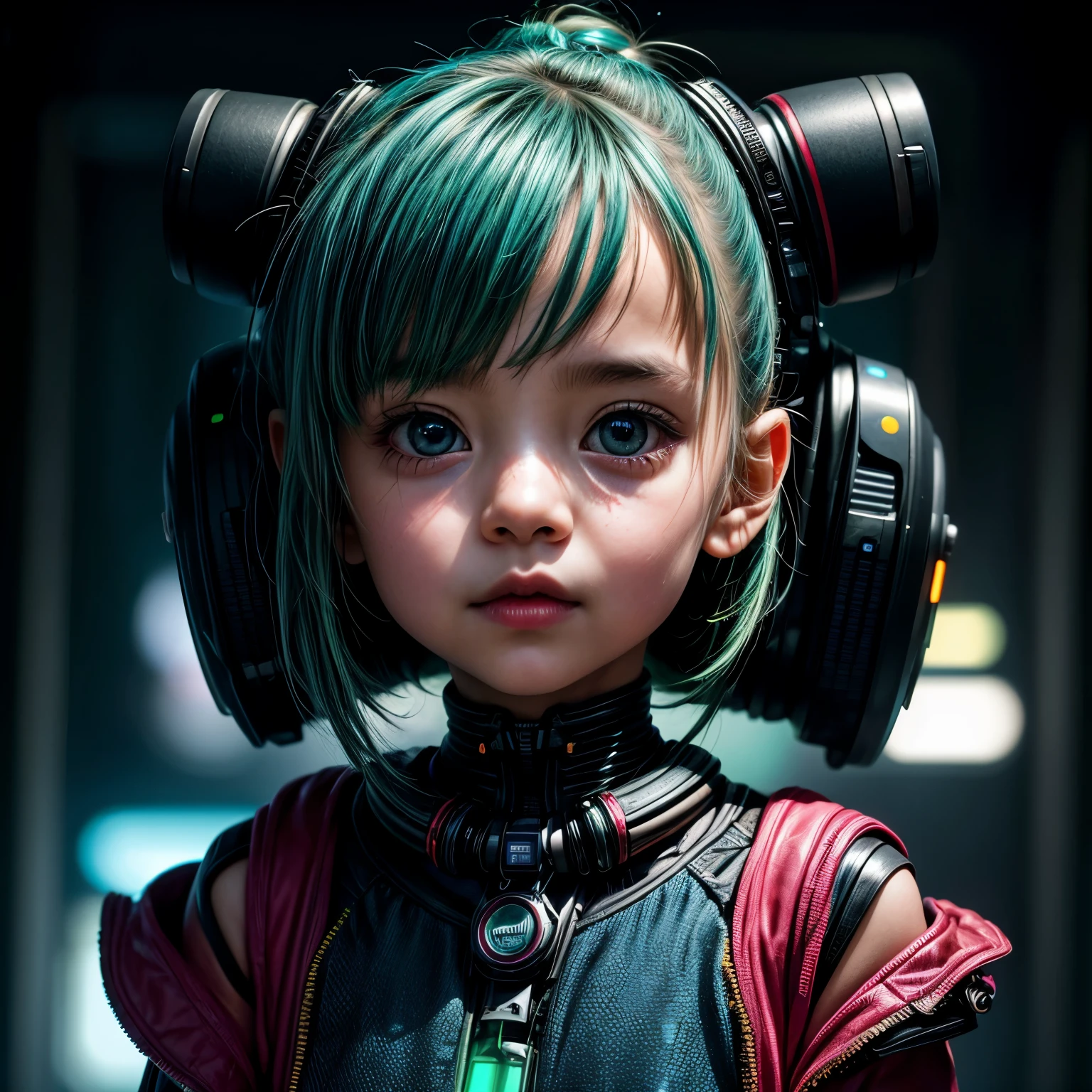 Extraordinary portrait of an unfamiliar microscopic cyberpunk , 4 girl, baby girlur years ol their adorable and small features over a green tech-infused high fashion style, meticulously captured in professional photography. 8k resolution guarantees a stunning level of detail and beauty for this intriguing and exotic extraterrestrial subject, leaving the viewers in awe of its unique charm.
In this extraordinary portrait, a small and adorable cyberpunk is brought to life through the masterful blend of state-of-the-art technology and artistic vision. The distinctive blue tech-style fashion adorns their diminutive form, with intricate w