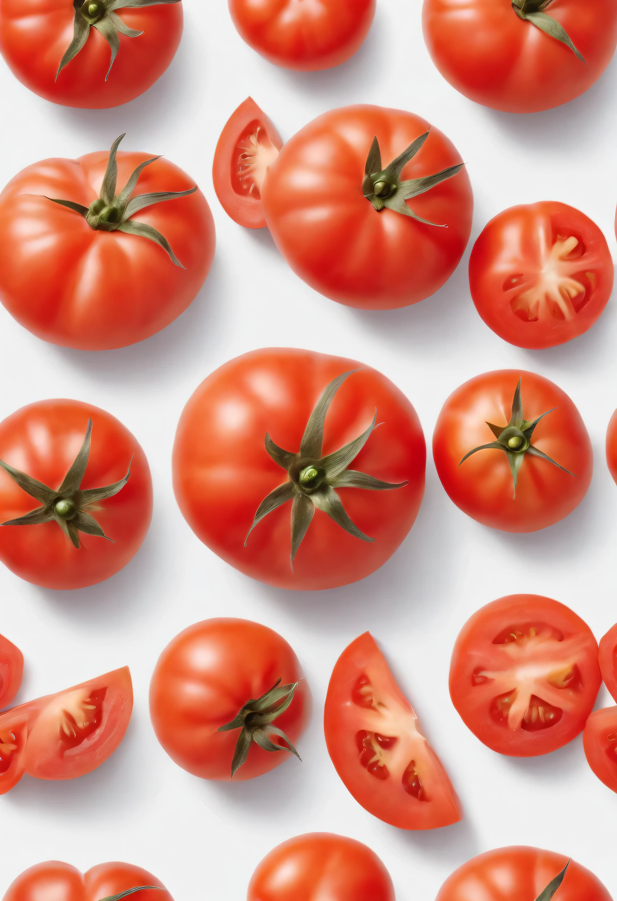 tomato, Composition seen from the front, white background, food photography, product photo, magazine photo