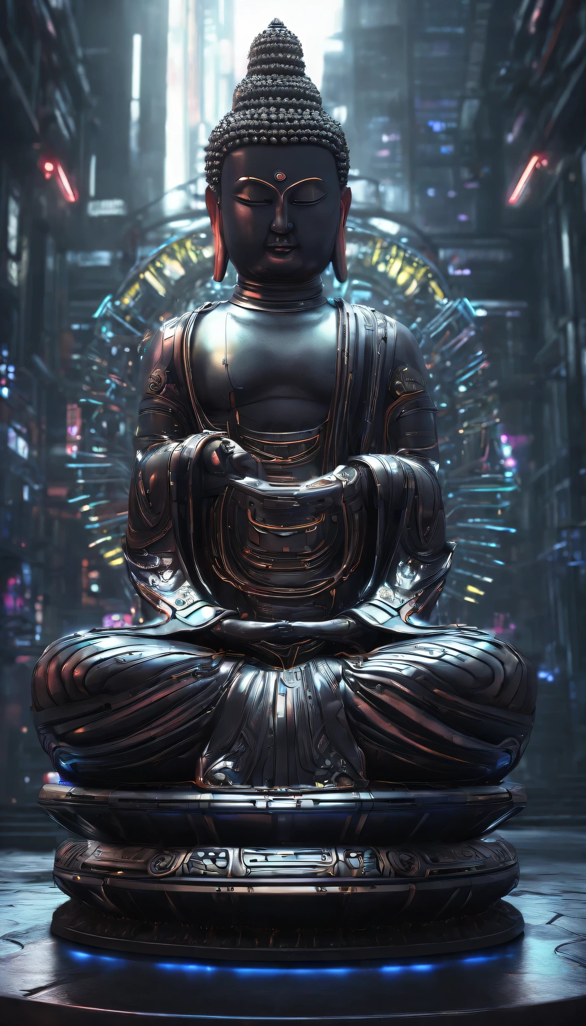 giant mechanical buddha statue,excite the crowd,In steampunk style,super fine,8K,OC renderer,