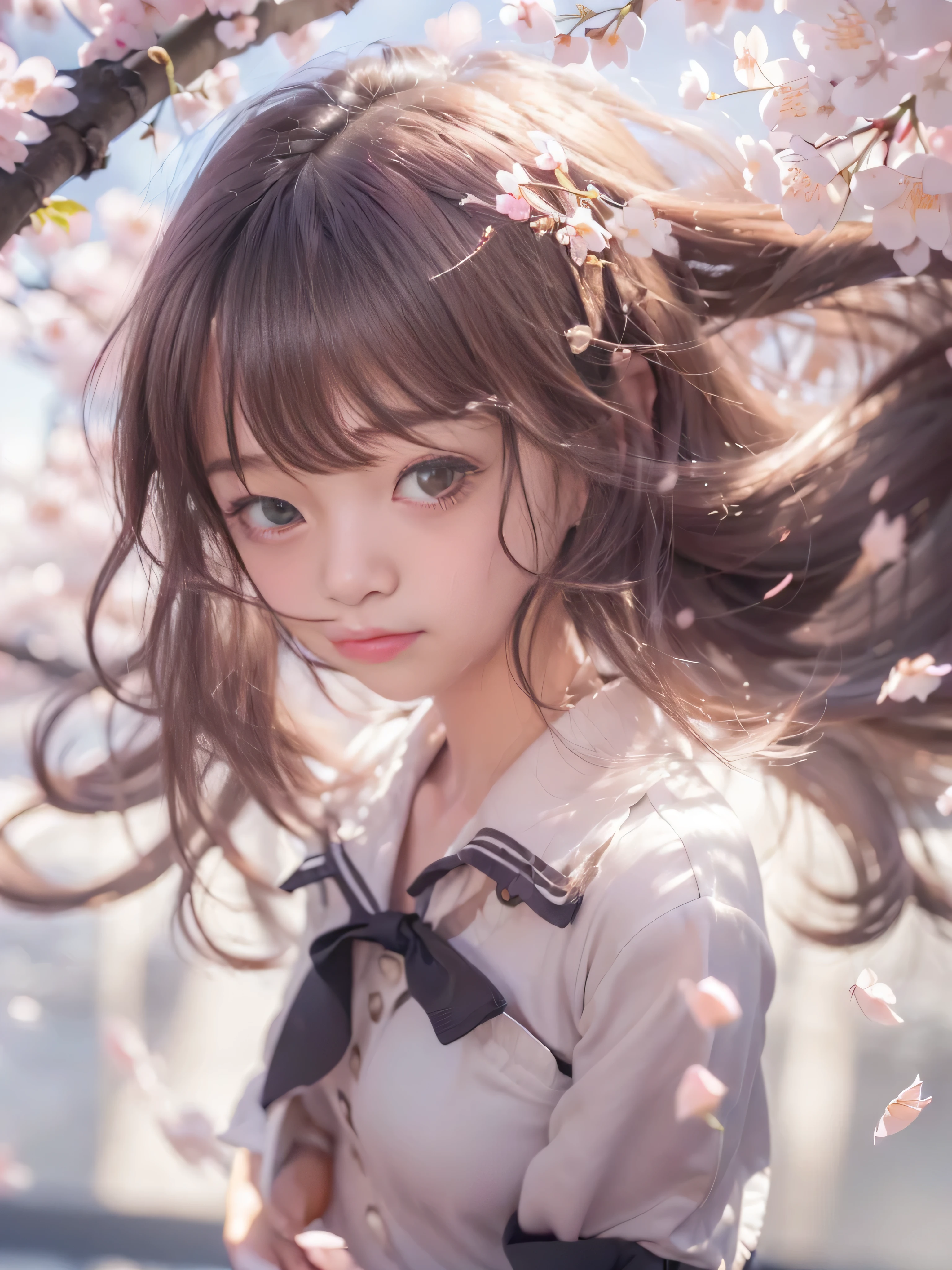 (((RAW image quality:1.4))), super beautiful photos,highly detailed background,realistic,Super detailedな,super dense skin,detailed beautiful face and eyes,retina, table top, Accurate, anatomically correct, rough skin, Super detailed, advanced details, high quality, award-winning, 最high quality, High resolution, 8K,ultimate beautiful girl, break,Close-up of a girl in a dress and shirt, loose coat collar sailor suit, thin head,magical school student uniform, japanese girl uniform,, cute dress, Caitlin mini cute style, wears long flowing clothes, , magic , black and white clothes, stylish dress, High school girl wearing a gothic dress, black quick, elegant clothes,((small breasts:1.7,thin legs,thin thighs:1.4)),slim body shape,highly detailed eyes and face、beautiful and detailed eyes,tsurime,beautiful skin,brilliance of details、The skirt is ironed、No wrinkles,((smooth hair,thin hair,very thin hair)),(knee length skirt:1.7),1 girl,thin legs,beautiful feet,alone,wearing underwear,face becomes smaller,realistic expression,(A face that feels:1.6),enchantment,white skin raw photo,Shyness,longing for love,((cool color makeup,lowered eyebrows、whitening effect,thin and thin eyebrows,((fleeting girl,expression of joy)),very soft lighting,eight-headed body,shine of light,According to II,Lens flare,sharpen,cinematic shadow,Change time zone when shooting.,School route and my room,Kantai Collection Style, ((200 cherry blossom petals dancing in the wind:1.4))、(Background of many cherry blossoms in full bloom:1.4), (blurred background:1.4)