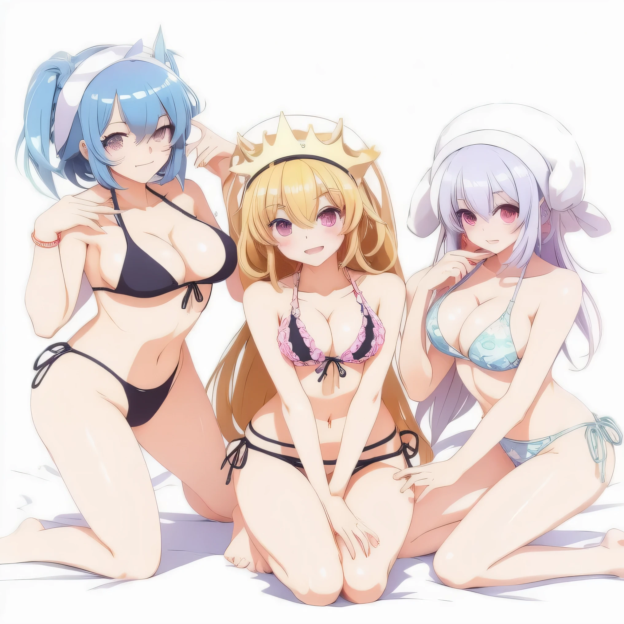 Beautiful girls in bikinis and panties posing for a picture, ecchi style, anime girls, ecchi, is wearing a swimsuit, moe artstyle, ecchi style,  oppai, hi-fructose