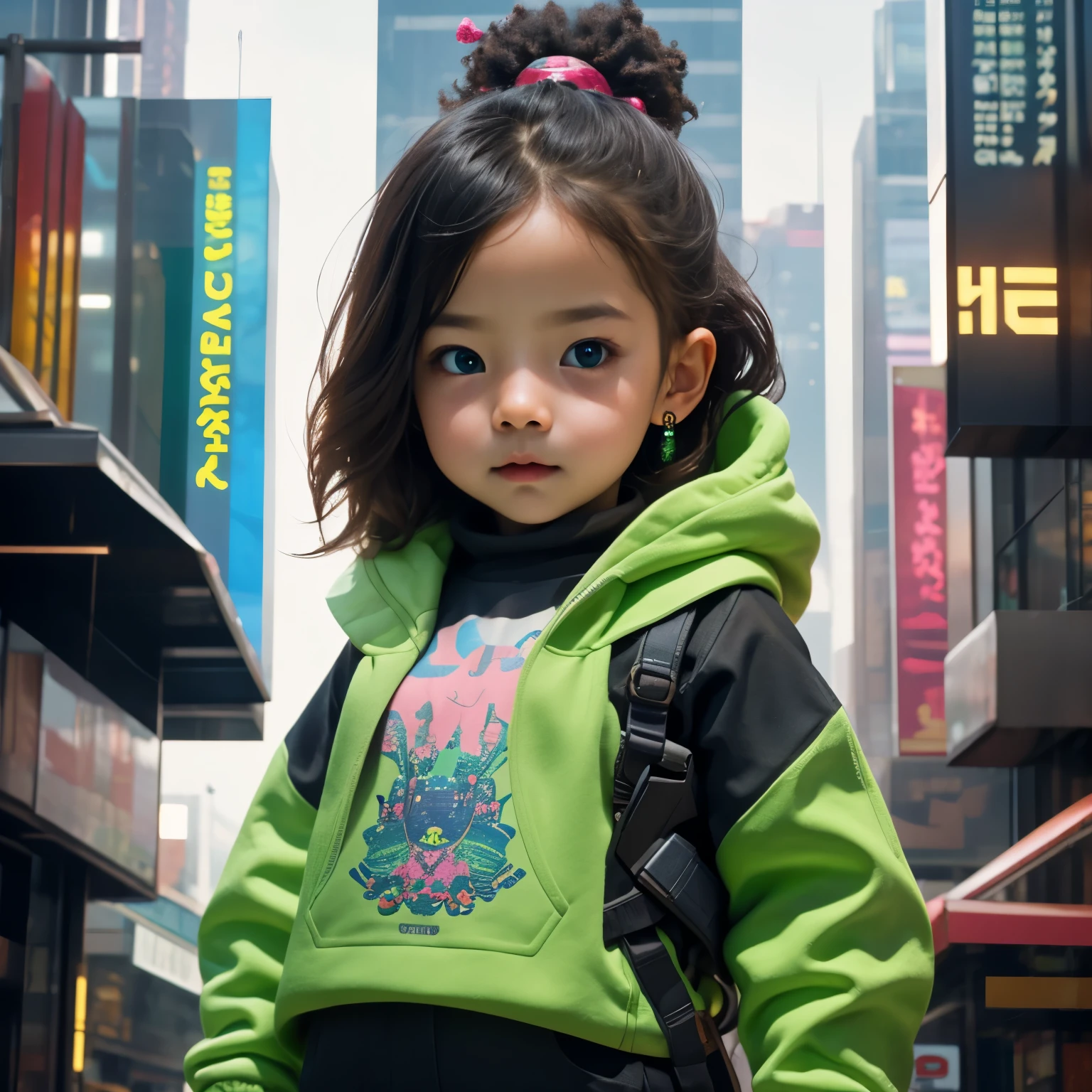Extraordinary portrait of an unfamiliar microscopic cyberpunk , 4 girl, baby girlur years ol their adorable and small features over a green tech-infused high fashion style, meticulously captured in professional photography. 8k resolution guarantees a stunning level of detail and beauty for this intriguing and exotic extraterrestrial subject, leaving the viewers in awe of its unique charm.
In this extraordinary portrait, a small and adorable cyberpunk is brought to life through the masterful blend of state-of-the-art technology and artistic vision. The distinctive blue tech-style fashion adorns their diminutive form, with intricate w