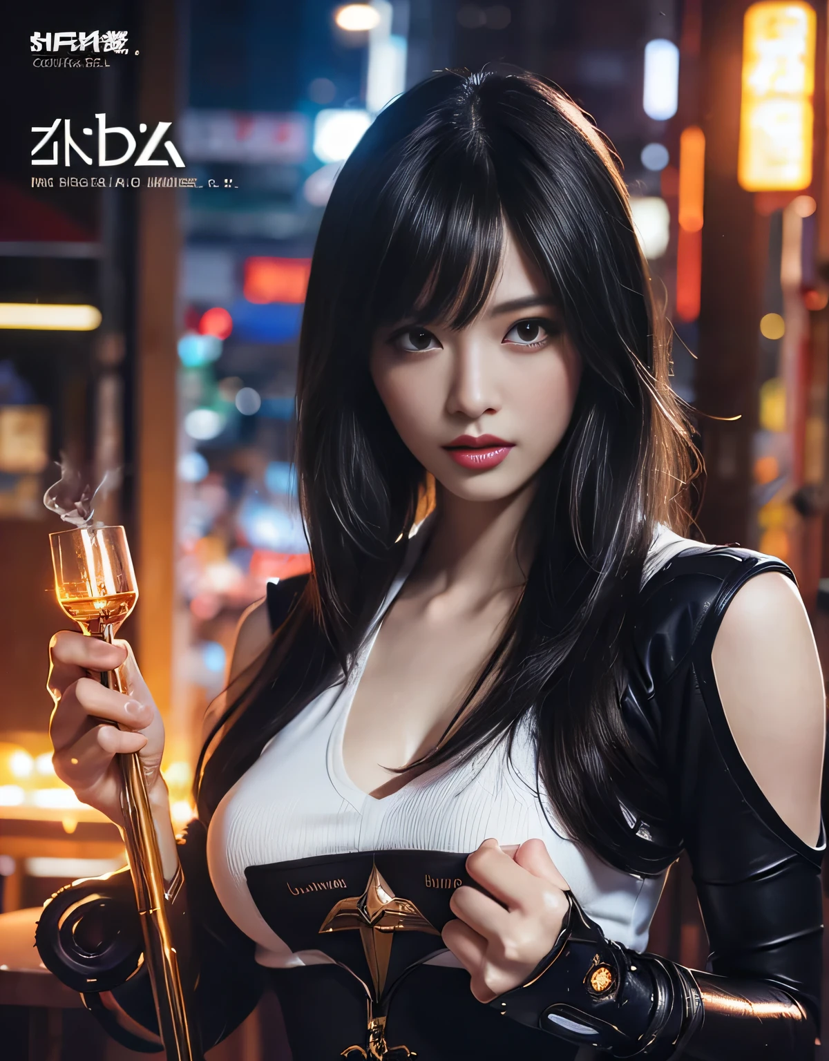 Manga girl black hair, mid-long hair, bangs, pale looking, Sailor Moon style, amazing ripped enhanced robotic parts, anime dark world, dynamic pose, full body, anime style, fit body, yoga gear, sci-fantasy, digital art, masterpiece painting, smoking froma bong, ultra detailed, ultra high definition, 8K resolution, 3D shading, superior quality, cover illustration, complex design, luminous highlights, rich vibrant colours, hyperrealistic, meticulously hyper detailed, high contrast, artstation --ar 3:5 --v 6.0 ...