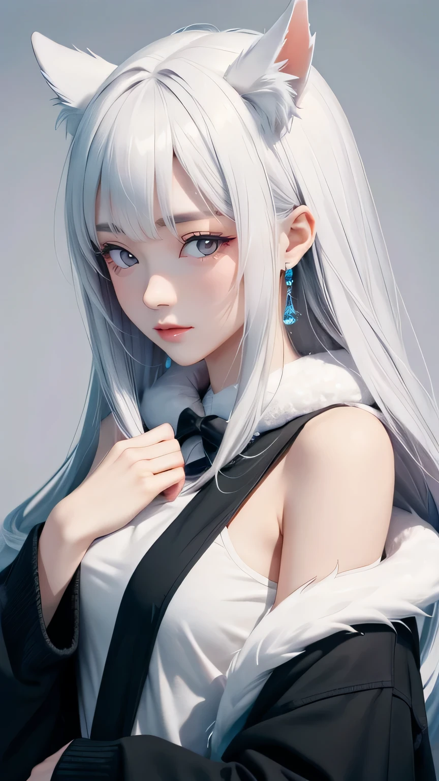 (((masterpiece))),((highest quality)),one beautiful japanese girl,pale, (A fusion character of humans and cats: 1.5), ((Cat ear)), ((furry clothes)), Clothes that expose a lot of skin,