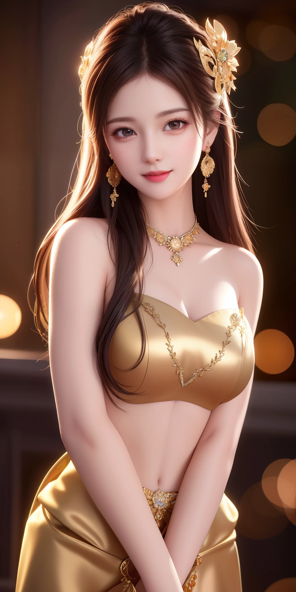 best quality, masterpiece, highres, 1girl, nude, beautiful face, hair ornament, looking at viewer, smile, closed mouth,lips, long hair, earrings, Beautiful face,upon_body, tyndall effect,photorealistic, dark studio, rim lighting, two tone lighting,(high detailed skin:1.2), 8k uhd, dslr, soft lighting, high quality, volumetric lighting, candid, Photograph, high resolution, 4k, 8k, Bokeh
INFO