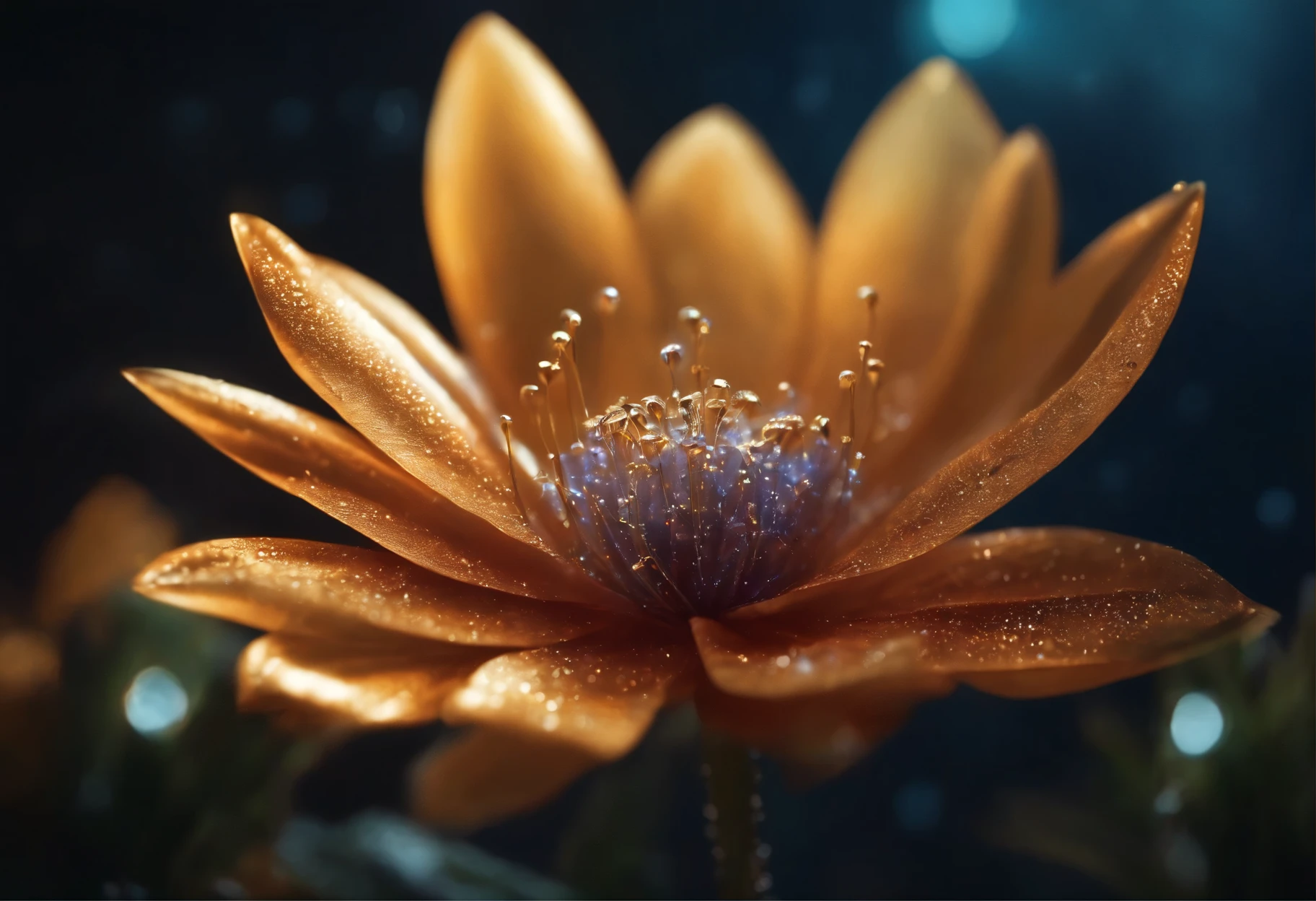 crystal flower, fantasy, Milky Way, clean, Glittering, Glittering, shining, dyeing, Magic photography, The lighting is dramatic, Photo realism, Super detailed, 4K, depth of field, high resolution