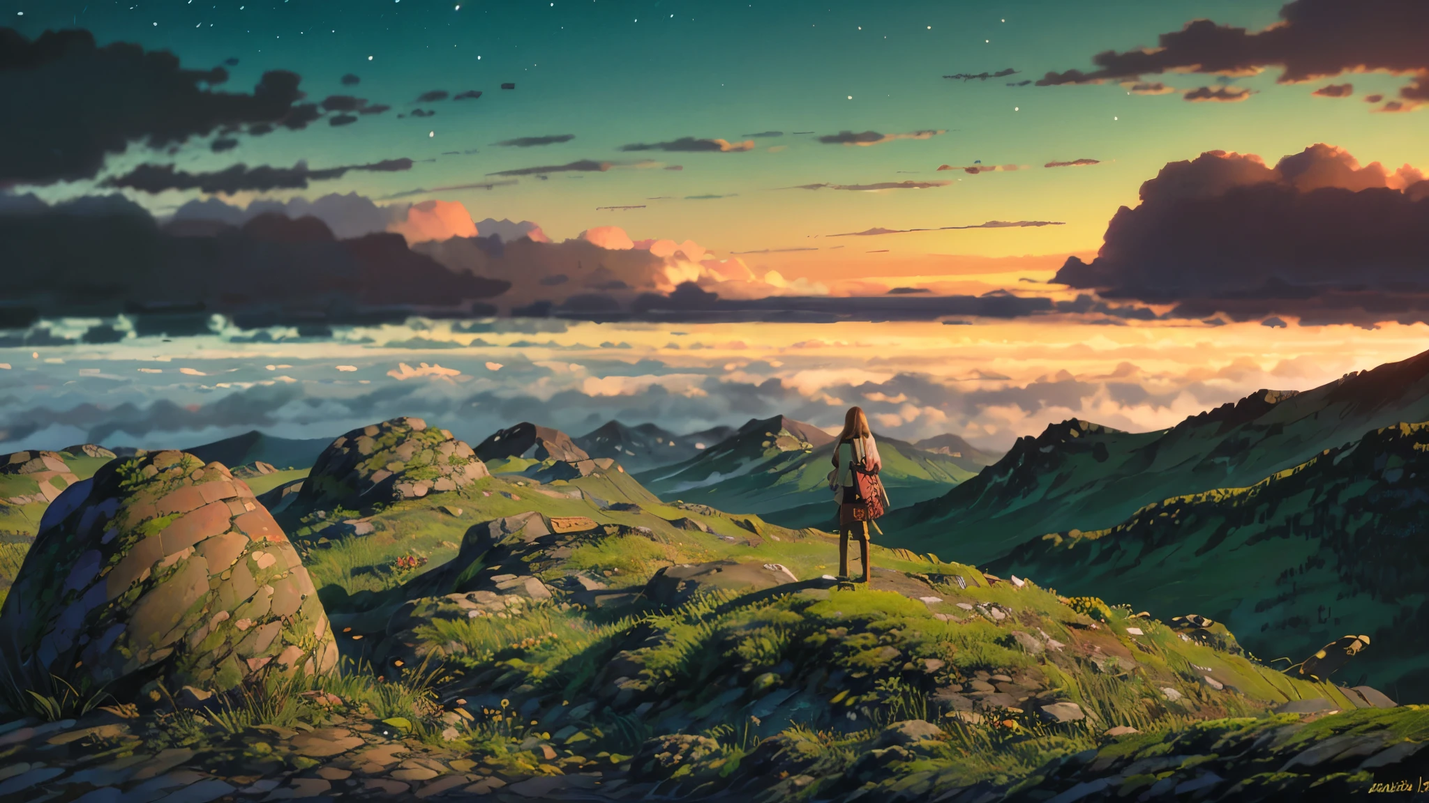 City,girl,Fantastical, Exotic-style,Landscape,Cloud