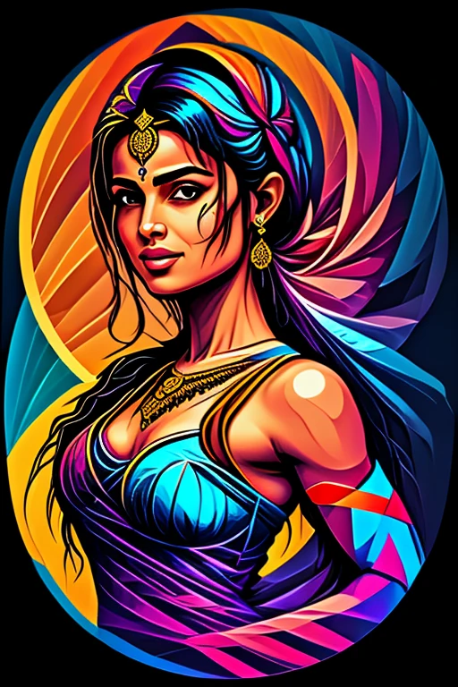 Logo blason un INDIAN GIRL avec un masque virtuel VR