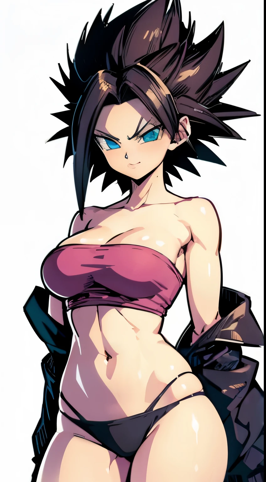 Estilo anime,  caulifla  , top curto underboobs   , sexy , smug  ,lowleg pantie  . Masterpiece  , ultra detailed  .