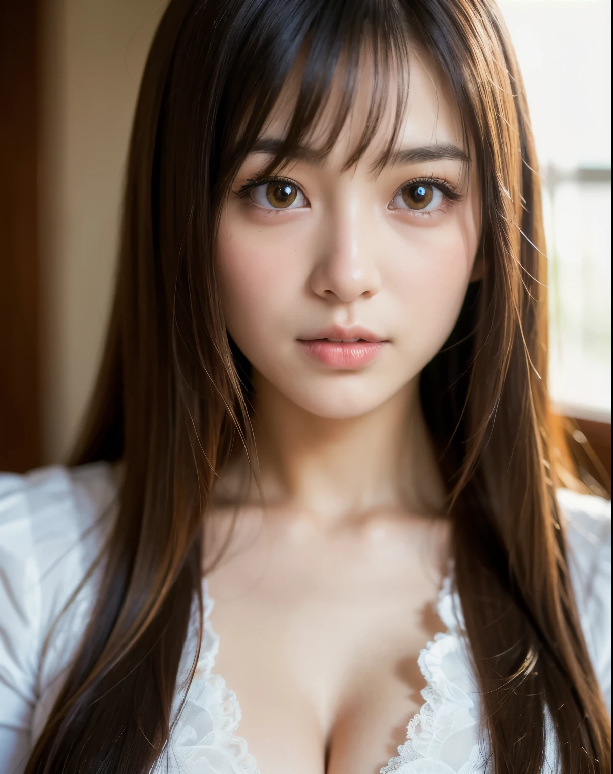 best quality, face focus, soft light, ultra high res, (photorealistic:1.4), RAW photo,
1japanese girl, solo, cute, (pupil, lights in the eyes), name "Fauzi m"detailed beautiful face, (small chest),(high resolution detail of human skin texture),
(long hair),
indoor,
Damask Shirt Dress,
(portrait)