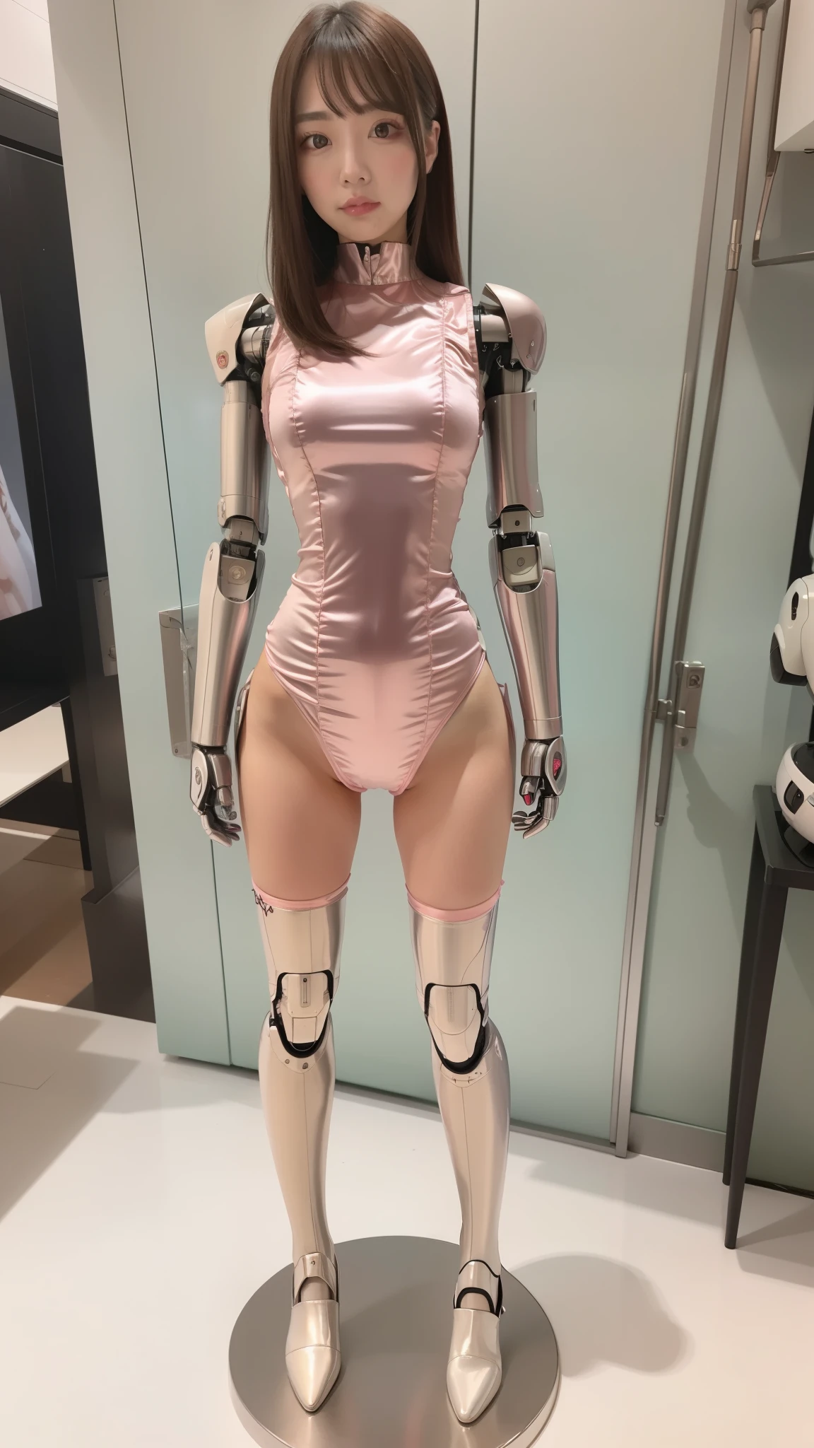 Pink satin costume like a idol, robot