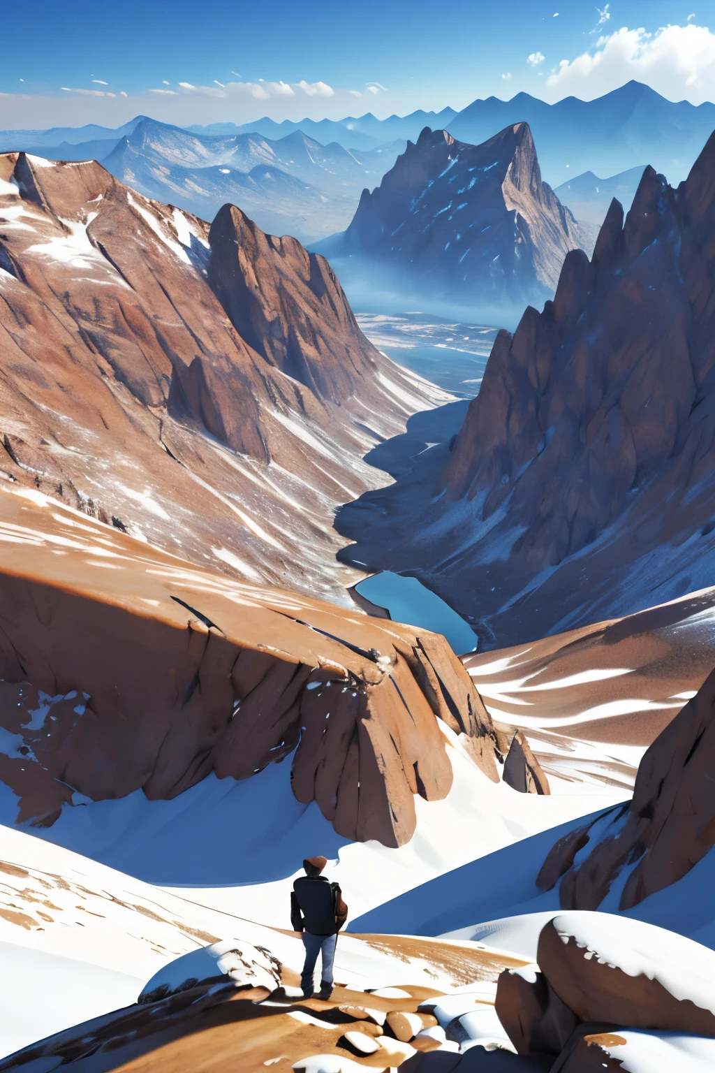 Draw some mountains in the background in 3D and on the front that say: Obreros de la Mies