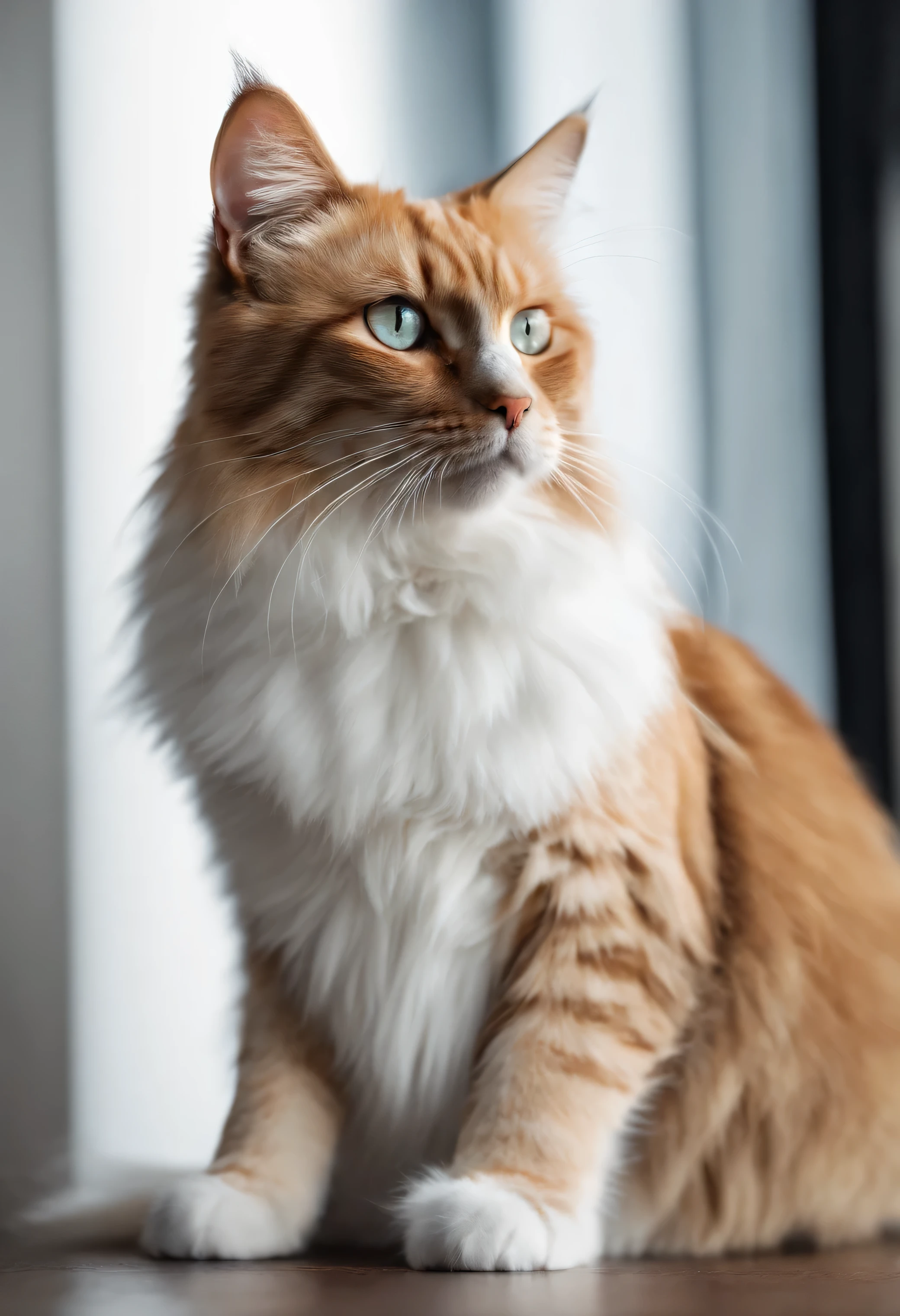 cat, white background, 1 animal, whole body