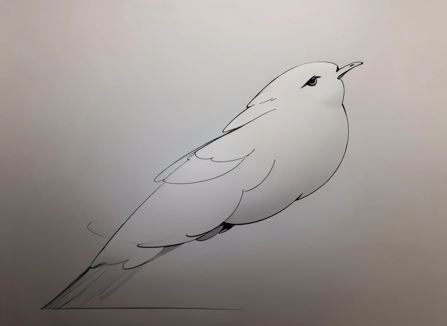 Single Uninterrupted Line Drawing Of A Beautiful dove In Thought, Minimalism, Abstracted Image, Single Ink Line Drawing