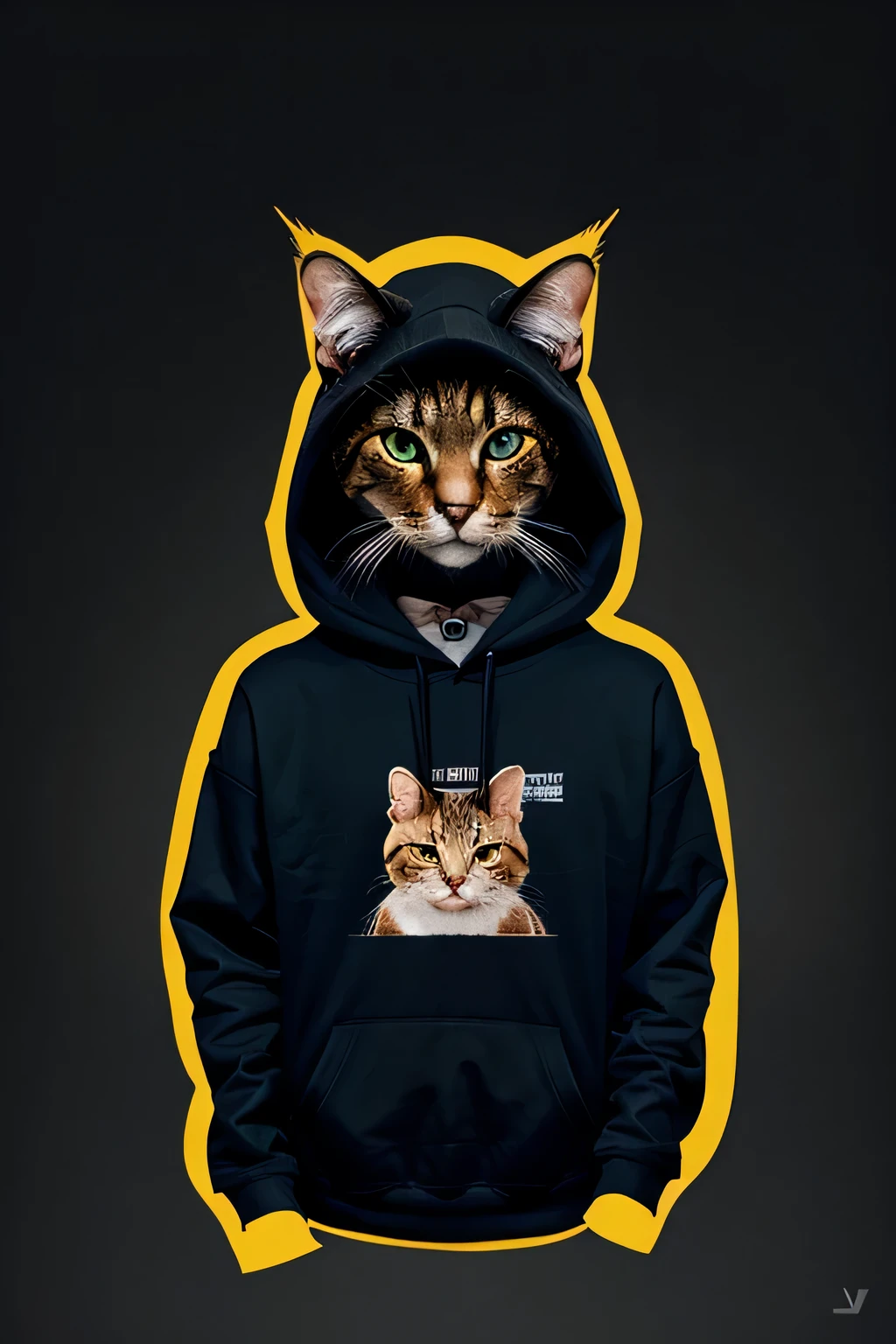 Cat wearing hoodie vector art
