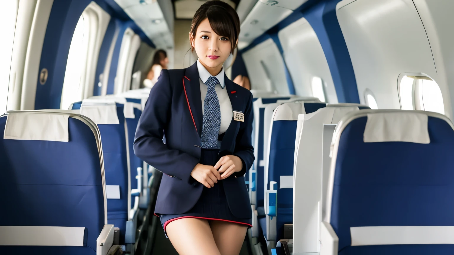 stewardess、whole body、mini skirt