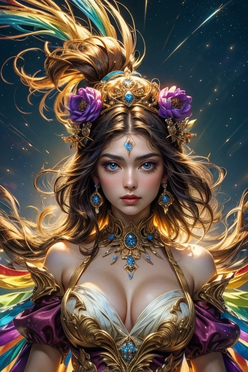 ((best quality)), ((masterpiece)), (detailed), personification of the rainbow