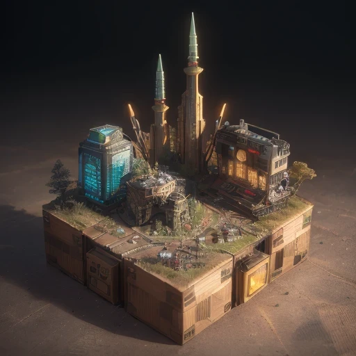 6598年Mars realistic model, (Bifurcation, original photo, best quality, masterpiece:1.4),Steampunk Cyberpunk 6820 City,(CyberpunkMars light:1.3), Mars (related to land),(in a small nature box:1.3),Isometric, small nature, landscape on foundation,landscape,
