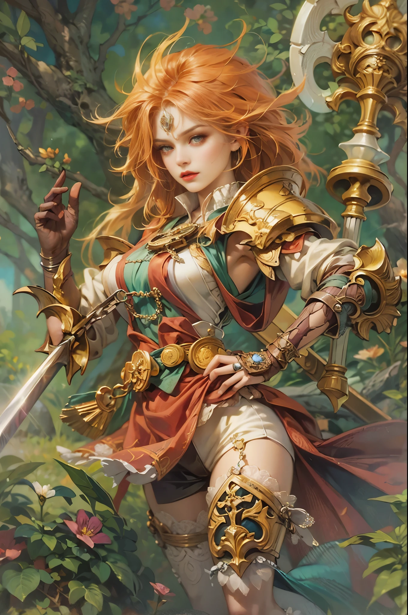 a woman with long red hair and a sword in her hand, fantasy paladin woman, fantasy character art, cushart krenz key art feminine, gorgeous female paladin, epic exquisite character art, high quality fantasy art, beautiful character painting, epic fantasy character art, rpg character art, detailed fantasy art, stunning character art, picture of female paladin