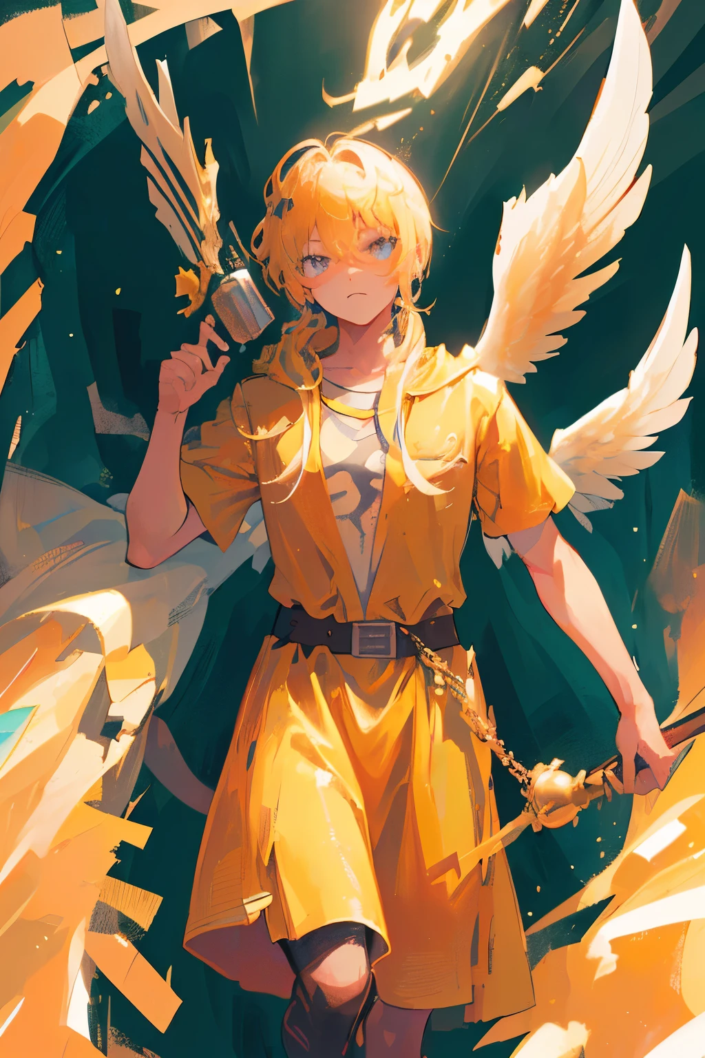 (((masterpiece: 1,5, best quality, high resolution, super resolution,angel of doom man,male