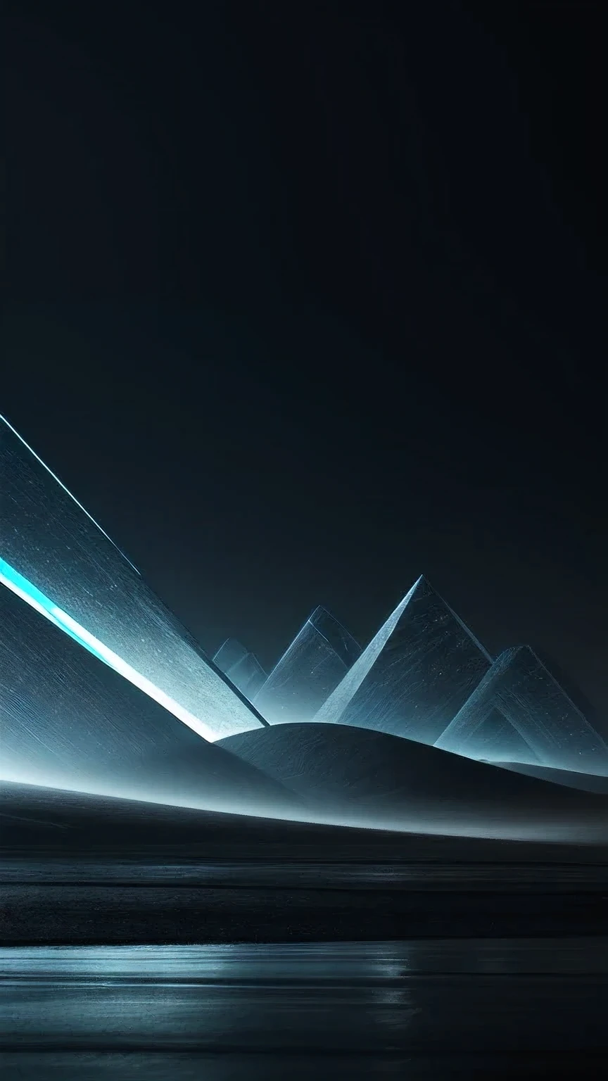 creative website for artificial intelligence with a beautiful futuristic landscape with shining light geometric shapes