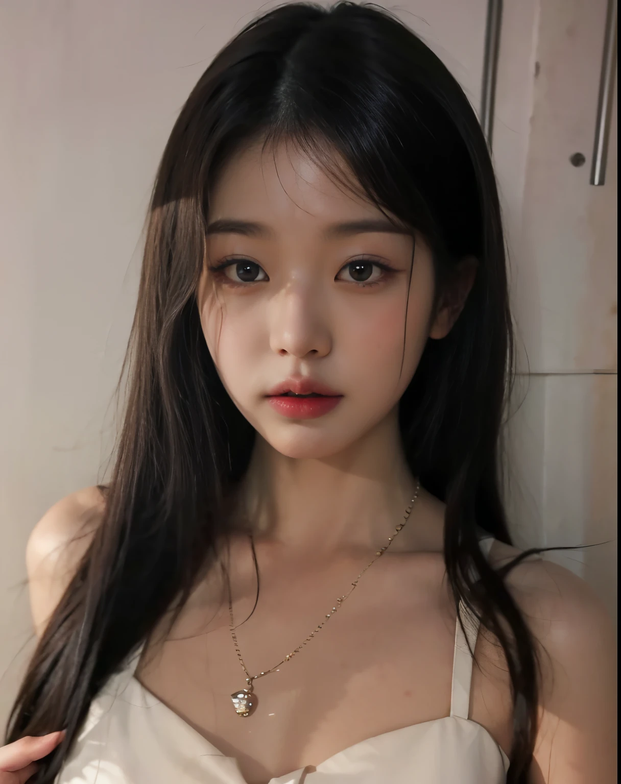 um close de uma mulher com cabelos longos e um vestido rosa, coreana, gorgeous young mulher coreana, beautiful south mulher coreana, beautiful young mulher coreana, beautiful Asian, young lovely korean face, young pale and beautiful asian face, características Asians, mulher coreana, adorable and pale korean face, 18 anos de idade, garota cara fofa, Asian