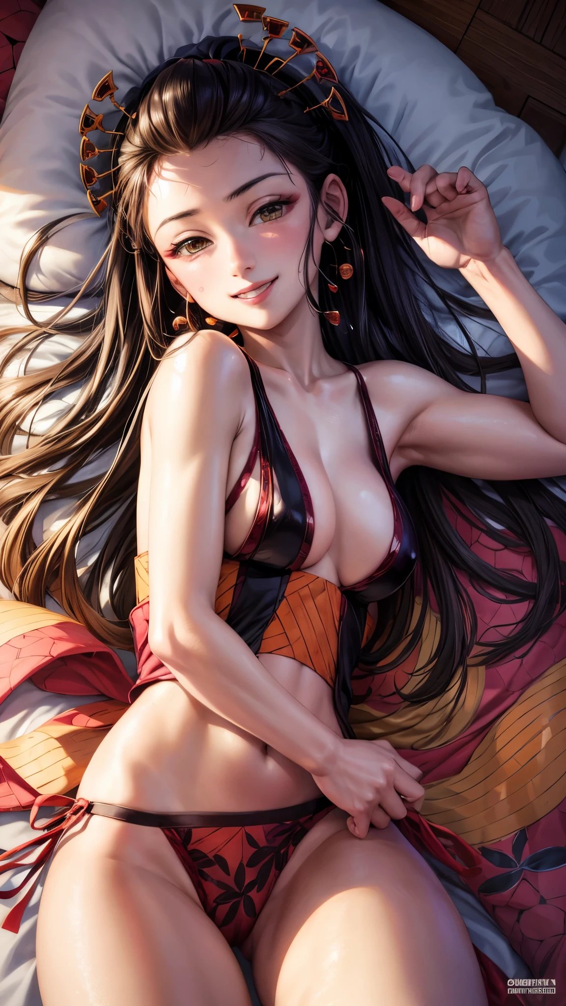 Daki, Portrait, masterpiece, 8k, ultra high quality, ultra realistic, ultra high definition, anime art, smiling, cute, seductive