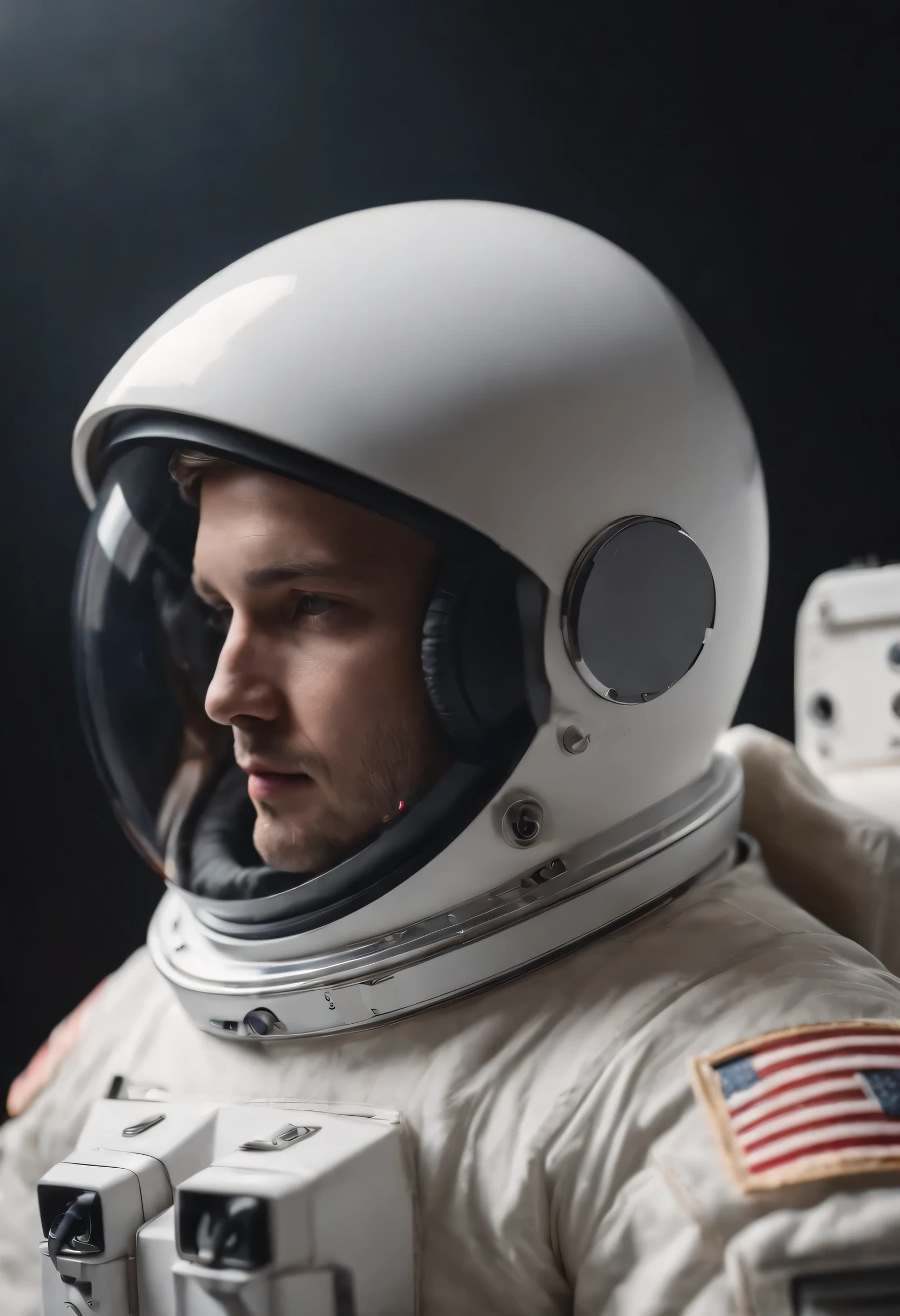 3d speaker in isolation, with a space suit texture