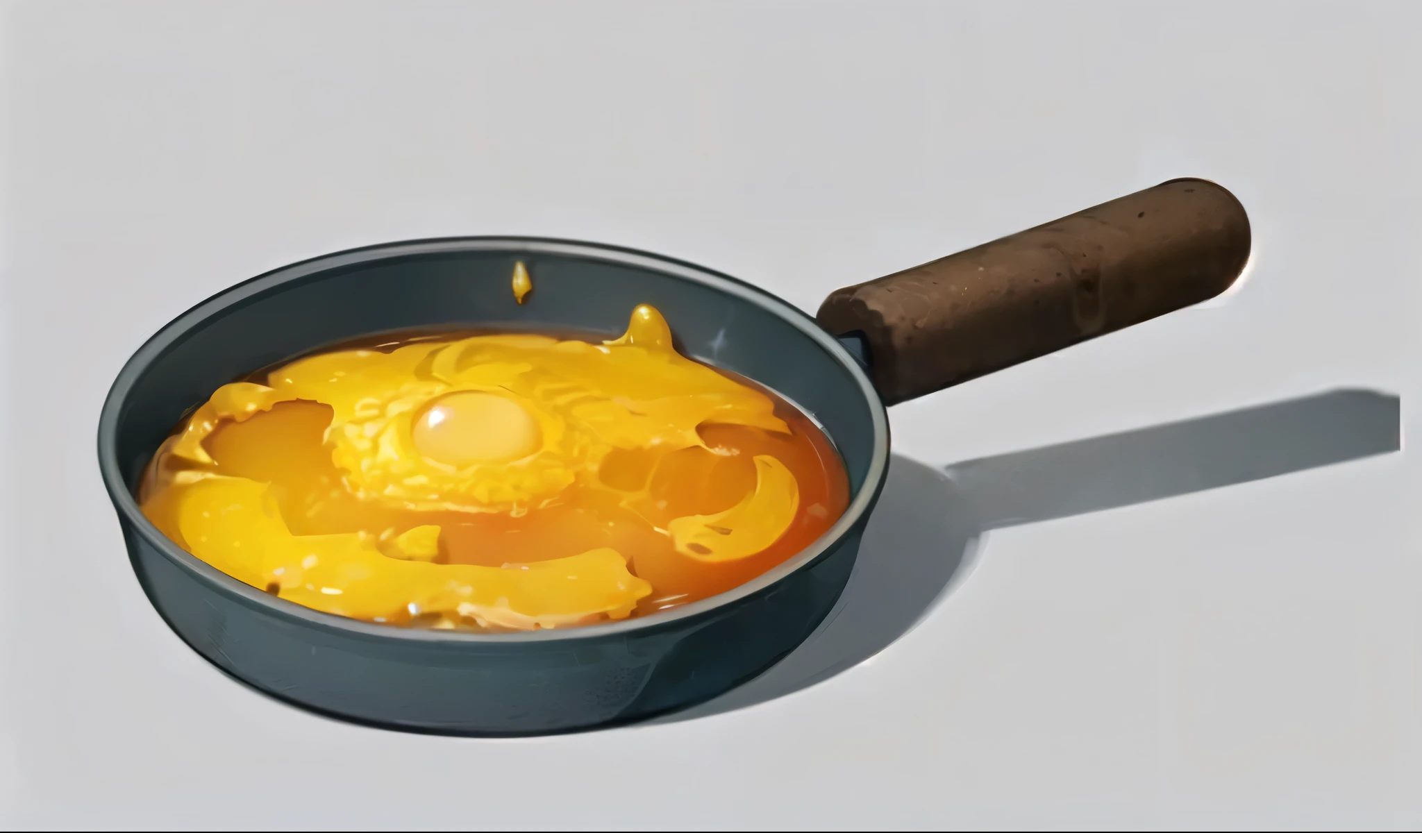 Close-up of pan，There is substance in it, Egg黄, melted cheddar, melted cheese, melted cheese, Molten wax, melted wax, syrup, raw Egg黄s, viscous liquid, honey dripping from the ceiling, cooking oil, Egg, Super realistic food pictures, Made of luminous oil, flow like oil, cooking, fruit tart