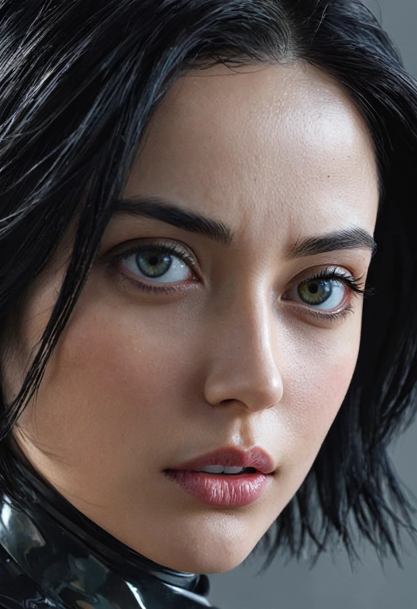 best quality,4k,8k,highres,masterpiece:1.2,ultra-detailed,realistic,photorealistic:1.37,ink style,figure,Alita,clear style,modern art,colorful ink style,thin ink lines,beautifully detailed eyes,detailed lips,artistic interpretation,graceful pose,expressive facial features,flowing ink strokes,attention to detail,contrast of light and shadow,subtle color transitions,expressive emotions,highly refined linework,dynamic composition,visual storytelling,intense expression of strength and determination,mix of vibrant and muted color tones,experimental ink techniques,impressionistic brushwork,sophisticated depiction of Alita's cybernetic enhancements,striking visual impact,fluid movement and energy,sense of depth and dimension,impeccable rendering of Alita's distinctive facial features,visually captivating,creative interpretation of Alita's character,harmonious composition,contemporary fusion of ink art and futuristic aesthetics,engaging narrative hinted through symbolic elements,assured and confident brushwork,digitally enhanced ink textures,striking use of negative space,chromatic harmonies to convey mood and atmosphere,eye-catching color pops against monochromatic tones,impressionistic rendering of background elements.