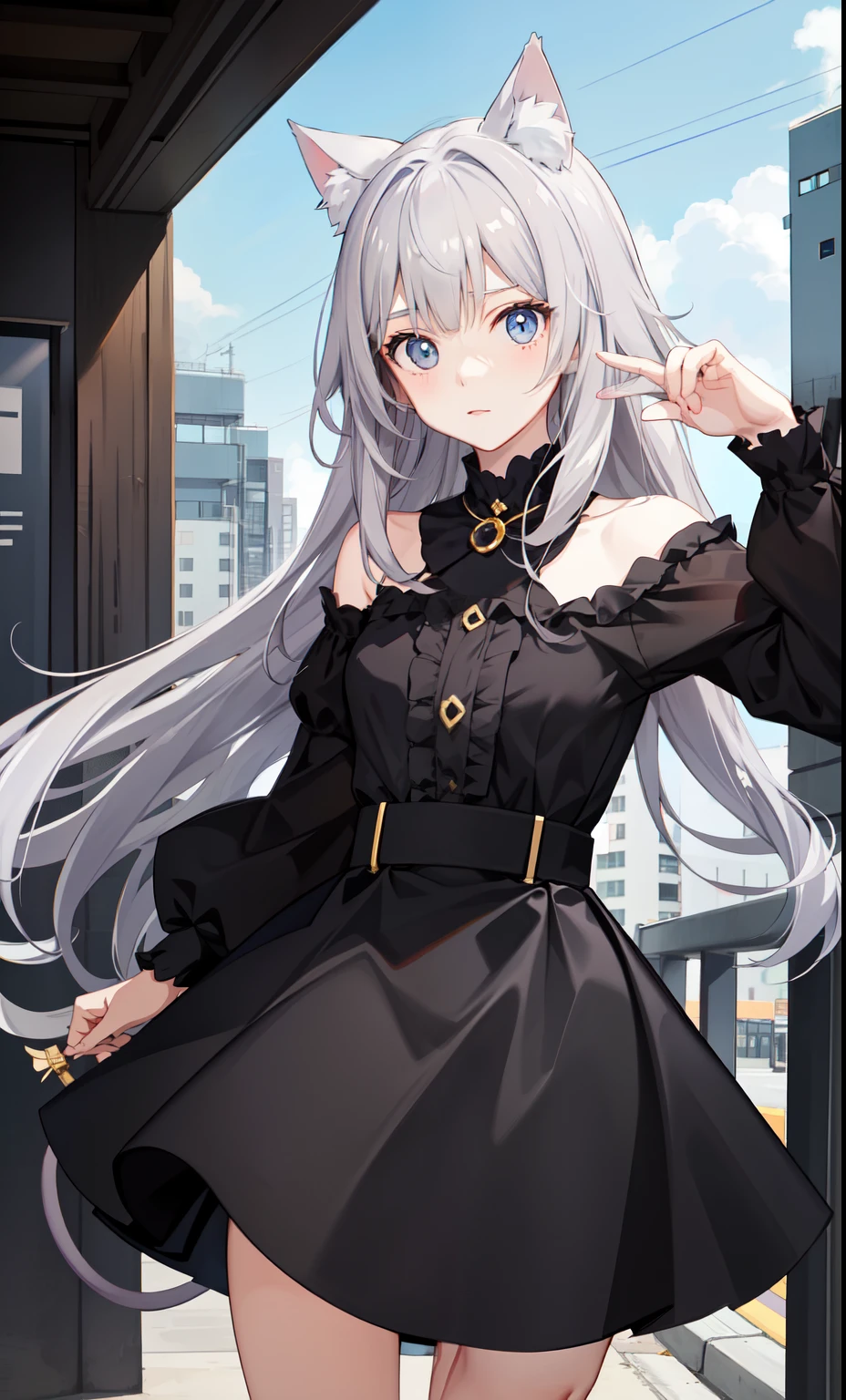 girl、かわいいgirl、Princesovement、（gray hair）、Cat ear、